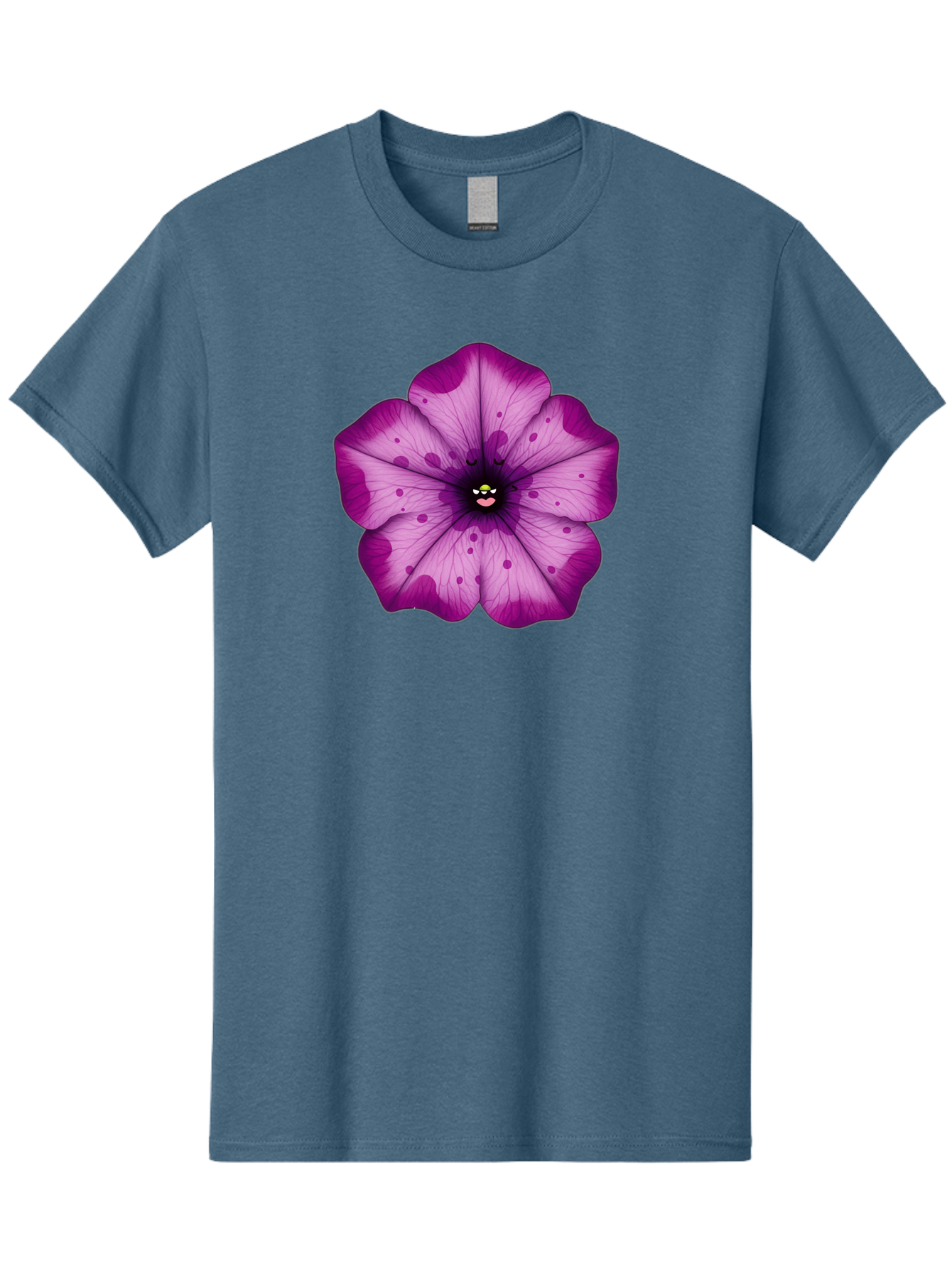 Purple-Flower Men'S Graphic Tee, 100% Cotton, Comfortable Casual Summer Wear, Machine Washable, Purple Flower, Cartoon Style, Vibrant Colors, Whimsical Design, Floral Pattern, Playful Character, Purple Petals, Spotty Design Bae243
