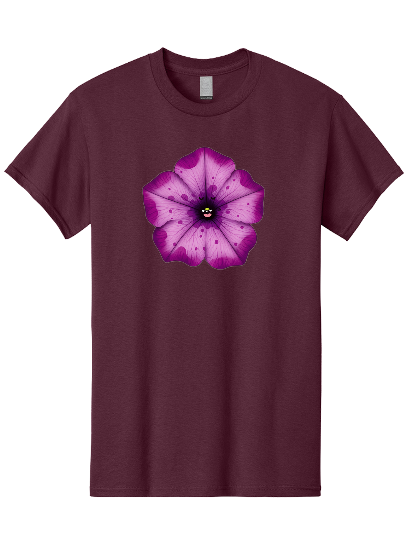 Purple-Flower Men'S Graphic Tee, 100% Cotton, Comfortable Casual Summer Wear, Machine Washable, Purple Flower, Cartoon Style, Vibrant Colors, Whimsical Design, Floral Pattern, Playful Character, Purple Petals, Spotty Design Bae243