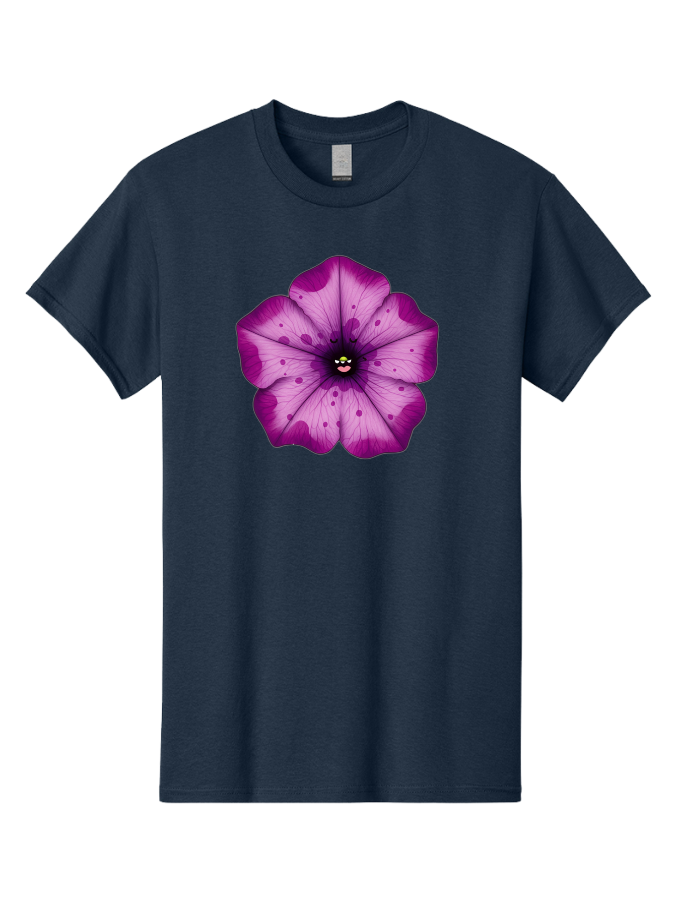 Purple-Flower Men'S Graphic Tee, 100% Cotton, Comfortable Casual Summer Wear, Machine Washable, Purple Flower, Cartoon Style, Vibrant Colors, Whimsical Design, Floral Pattern, Playful Character, Purple Petals, Spotty Design Bae243