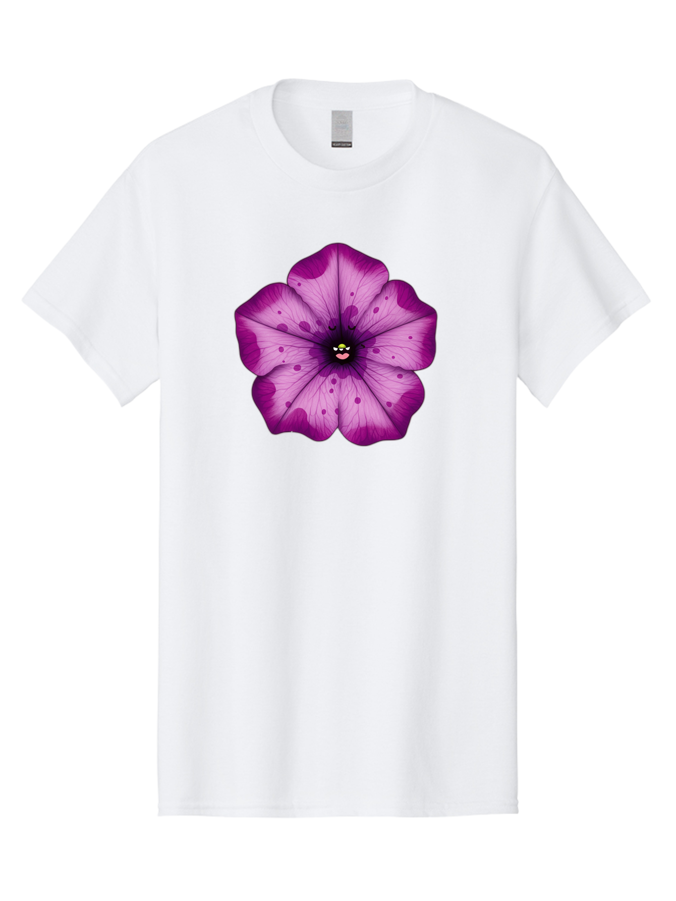 Purple-Flower Men'S Graphic Tee, 100% Cotton, Comfortable Casual Summer Wear, Machine Washable, Purple Flower, Cartoon Style, Vibrant Colors, Whimsical Design, Floral Pattern, Playful Character, Purple Petals, Spotty Design Bae243
