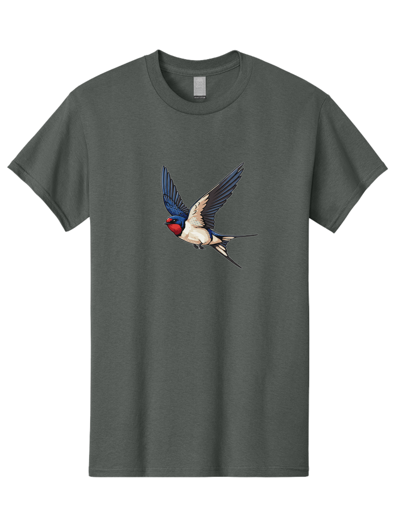 Red-Faced-Swallow Men'S Graphic Tee, 100% Cotton, Comfortable Casual Summer Wear, Machine Washable, Swallow In Flight, Bird Species, Wingspan, Feather Details, Red Face, Blue Wings, White Belly, Dynamic Pose, Wildlife Illustration, Avian Art Bae248