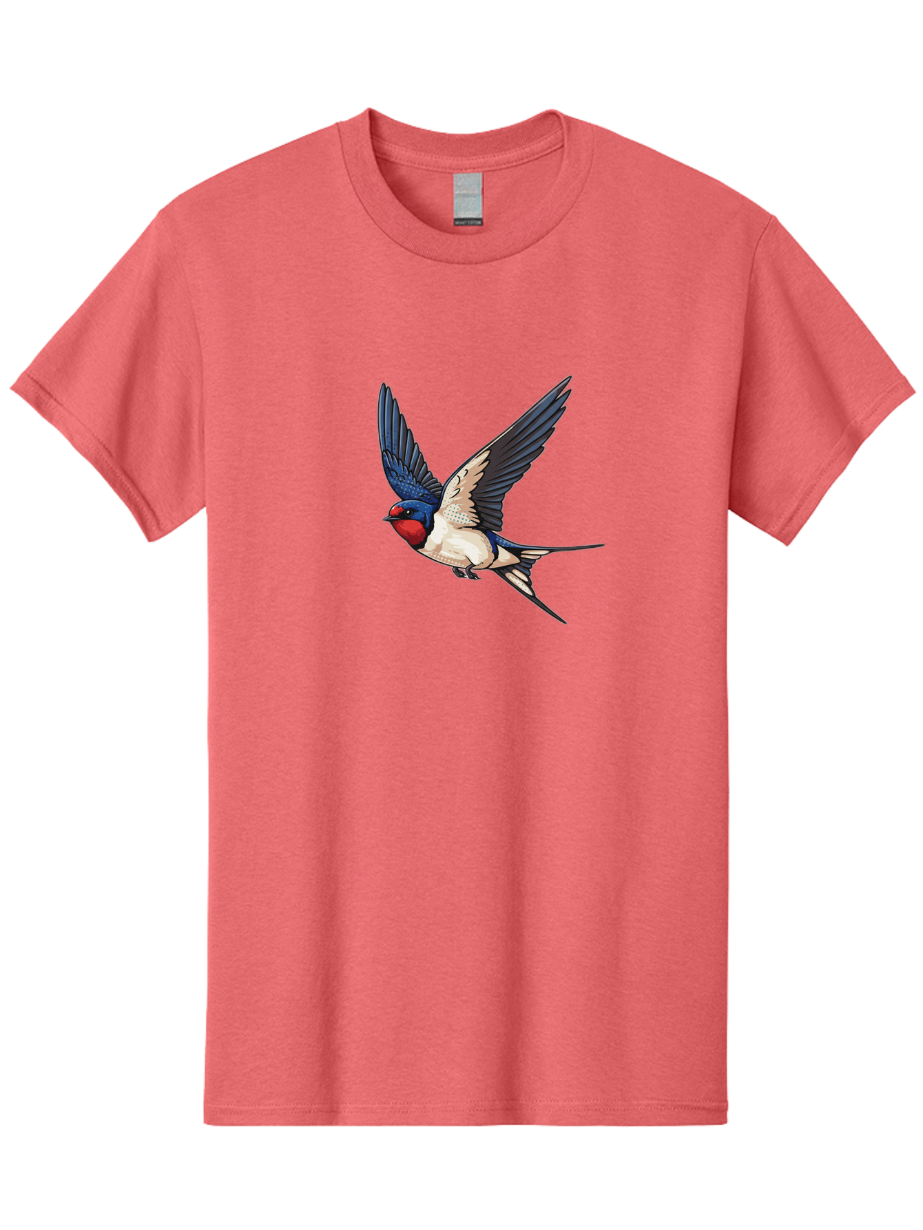 Red-Faced-Swallow Men'S Graphic Tee, 100% Cotton, Comfortable Casual Summer Wear, Machine Washable, Swallow In Flight, Bird Species, Wingspan, Feather Details, Red Face, Blue Wings, White Belly, Dynamic Pose, Wildlife Illustration, Avian Art Bae248