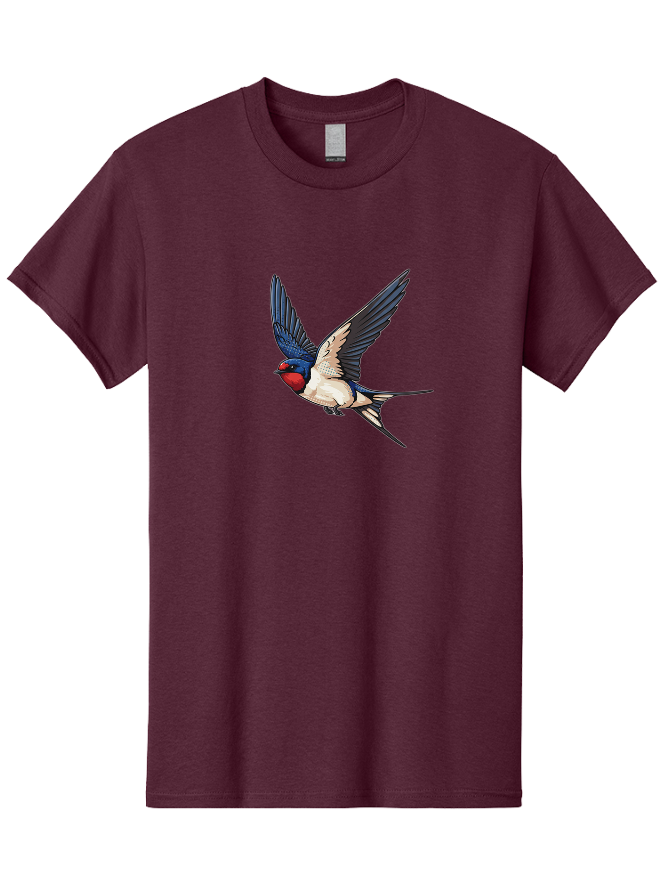 Red-Faced-Swallow Men'S Graphic Tee, 100% Cotton, Comfortable Casual Summer Wear, Machine Washable, Swallow In Flight, Bird Species, Wingspan, Feather Details, Red Face, Blue Wings, White Belly, Dynamic Pose, Wildlife Illustration, Avian Art Bae248
