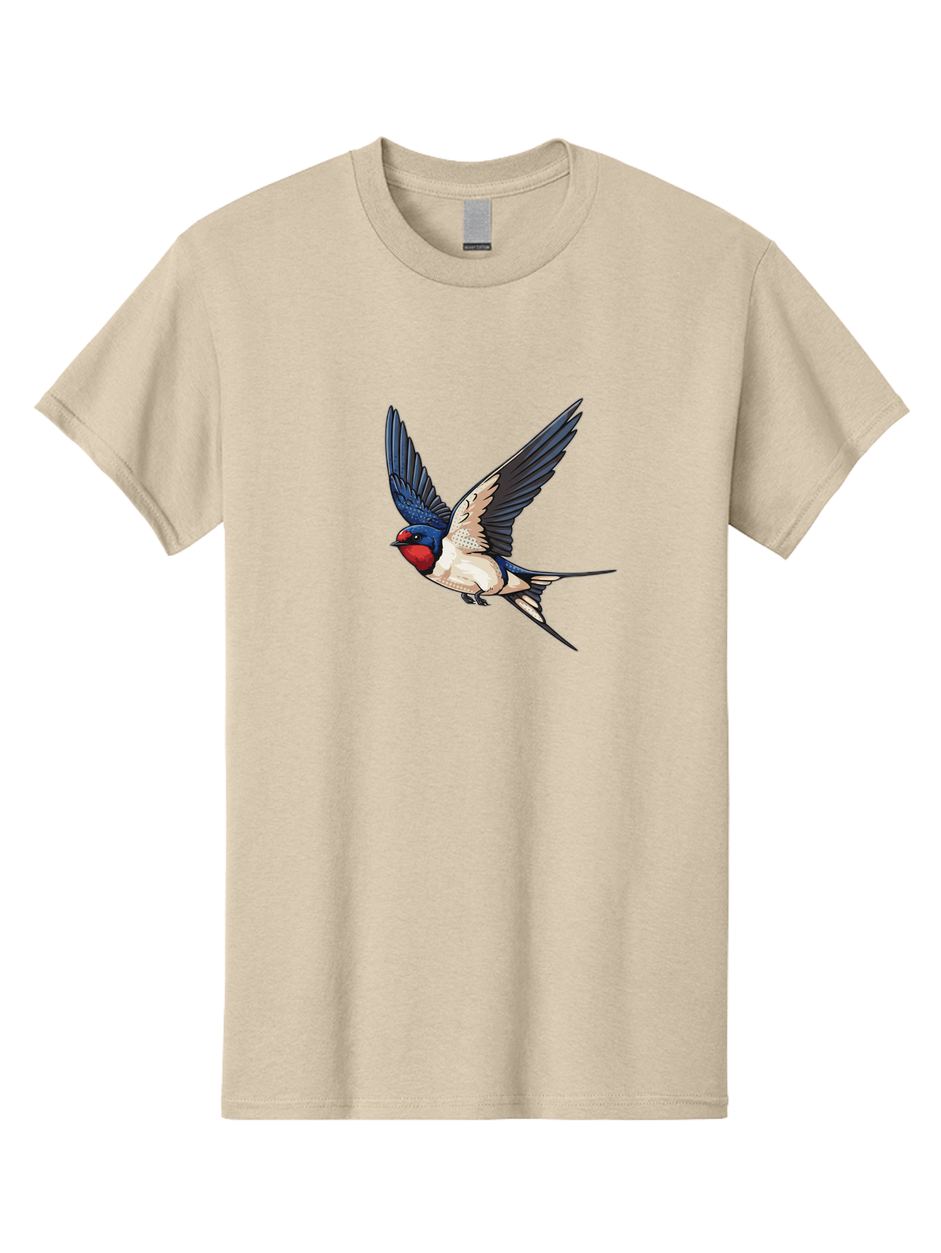 Red-Faced-Swallow Men'S Graphic Tee, 100% Cotton, Comfortable Casual Summer Wear, Machine Washable, Swallow In Flight, Bird Species, Wingspan, Feather Details, Red Face, Blue Wings, White Belly, Dynamic Pose, Wildlife Illustration, Avian Art Bae248