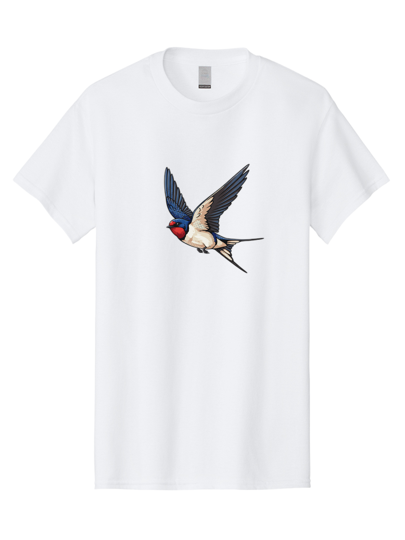 Red-Faced-Swallow Men'S Graphic Tee, 100% Cotton, Comfortable Casual Summer Wear, Machine Washable, Swallow In Flight, Bird Species, Wingspan, Feather Details, Red Face, Blue Wings, White Belly, Dynamic Pose, Wildlife Illustration, Avian Art Bae248