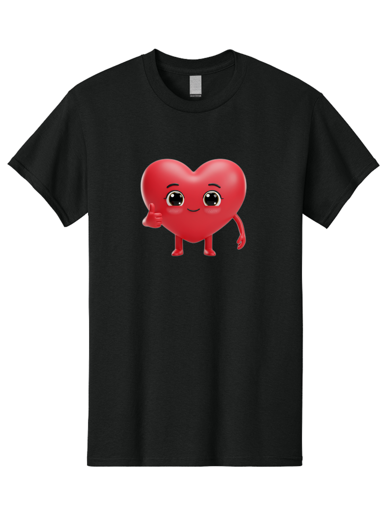 Red-Heart-Character-1 Men'S Graphic Tee, 100% Cotton, Comfortable Casual Summer Wear, Machine Washable, Cartoon Heart, Smiling Face, Thumbs Up, Cute Character, Heart Emoji, Love Symbol, Friendly Icon, Digital Illustration, 3D Rendering, Bae249
