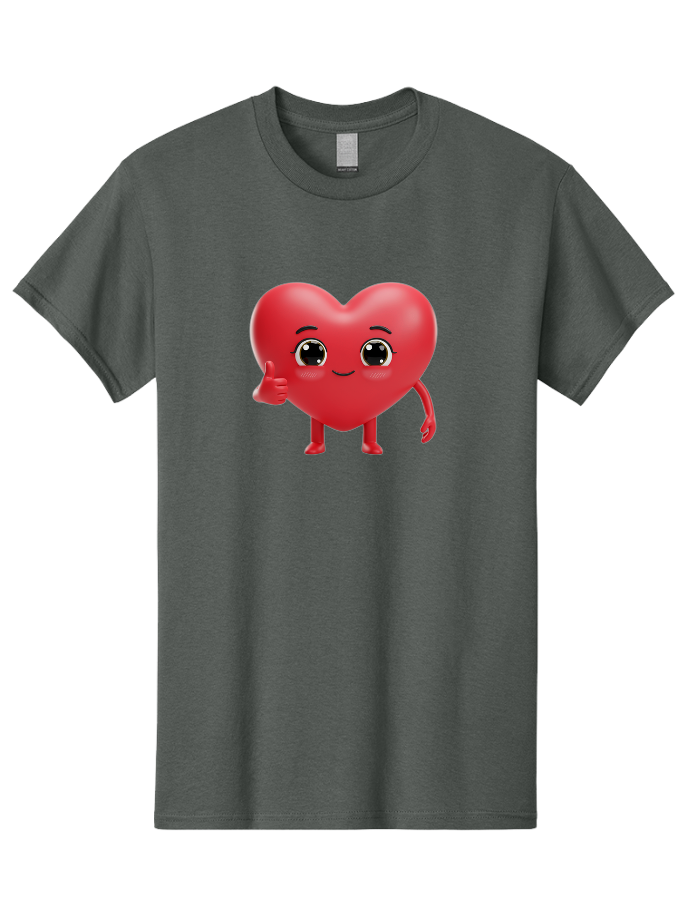 Red-Heart-Character-1 Men'S Graphic Tee, 100% Cotton, Comfortable Casual Summer Wear, Machine Washable, Cartoon Heart, Smiling Face, Thumbs Up, Cute Character, Heart Emoji, Love Symbol, Friendly Icon, Digital Illustration, 3D Rendering, Bae249