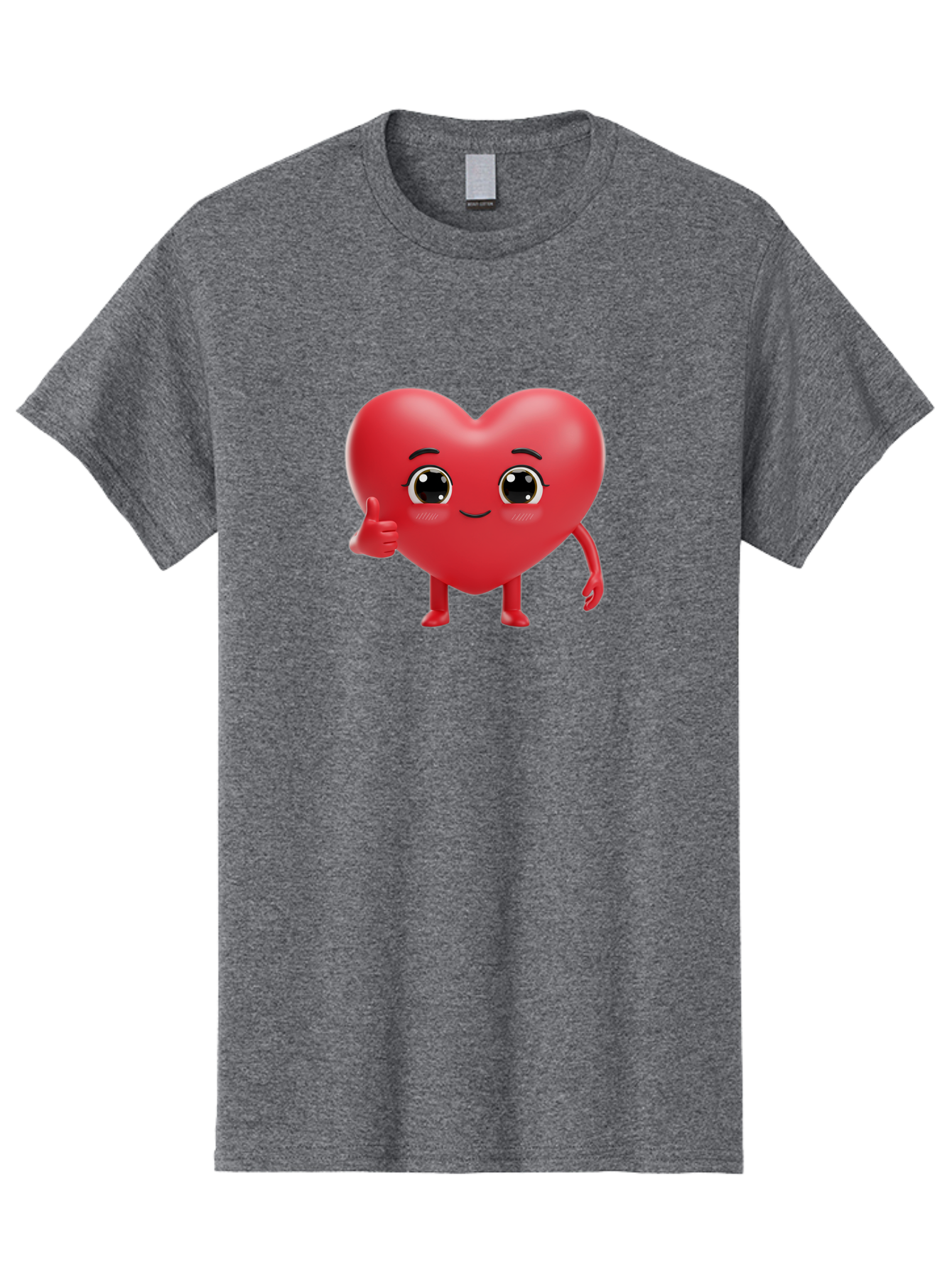 Red-Heart-Character-1 Men'S Graphic Tee, 100% Cotton, Comfortable Casual Summer Wear, Machine Washable, Cartoon Heart, Smiling Face, Thumbs Up, Cute Character, Heart Emoji, Love Symbol, Friendly Icon, Digital Illustration, 3D Rendering, Bae249