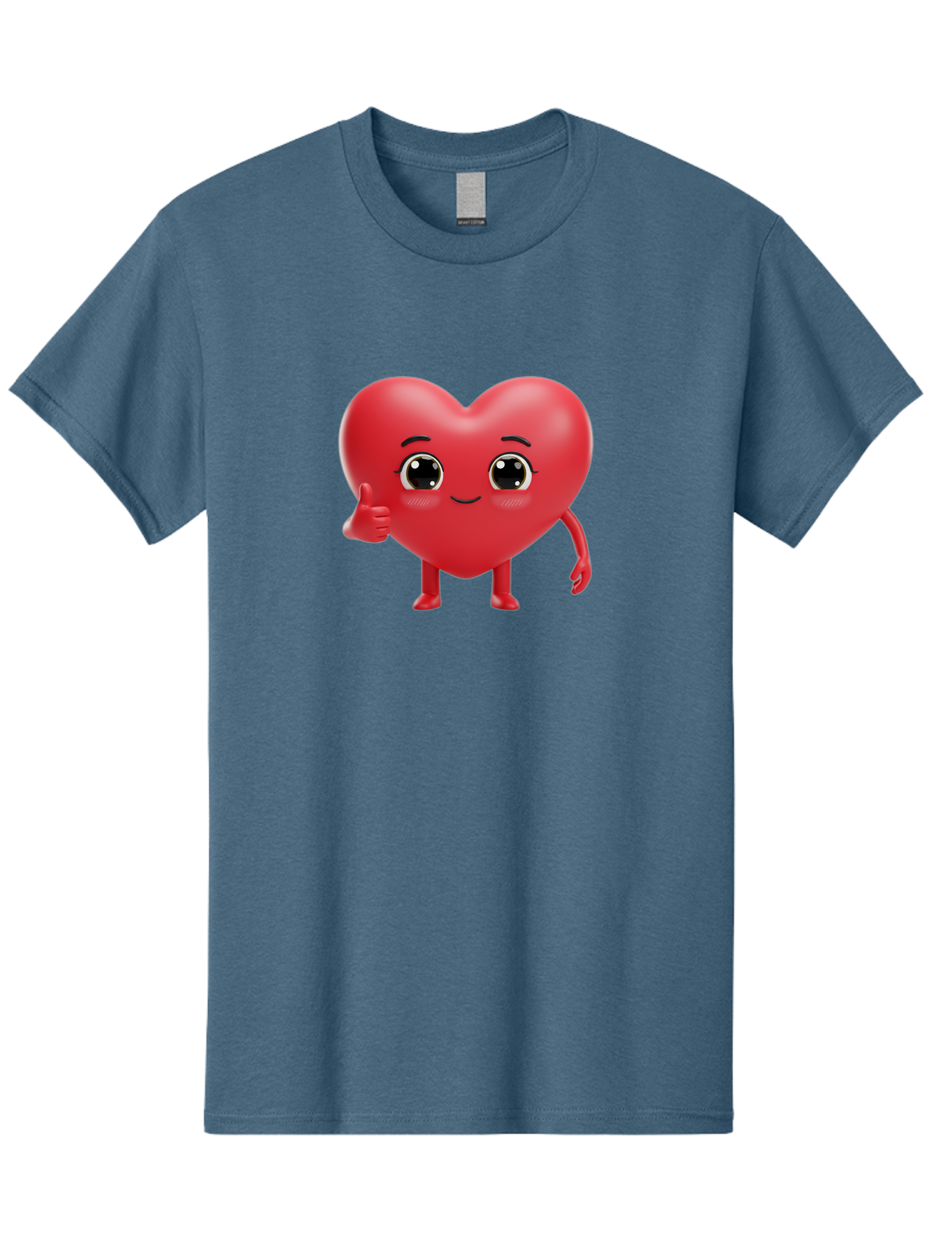 Red-Heart-Character-1 Men'S Graphic Tee, 100% Cotton, Comfortable Casual Summer Wear, Machine Washable, Cartoon Heart, Smiling Face, Thumbs Up, Cute Character, Heart Emoji, Love Symbol, Friendly Icon, Digital Illustration, 3D Rendering, Bae249