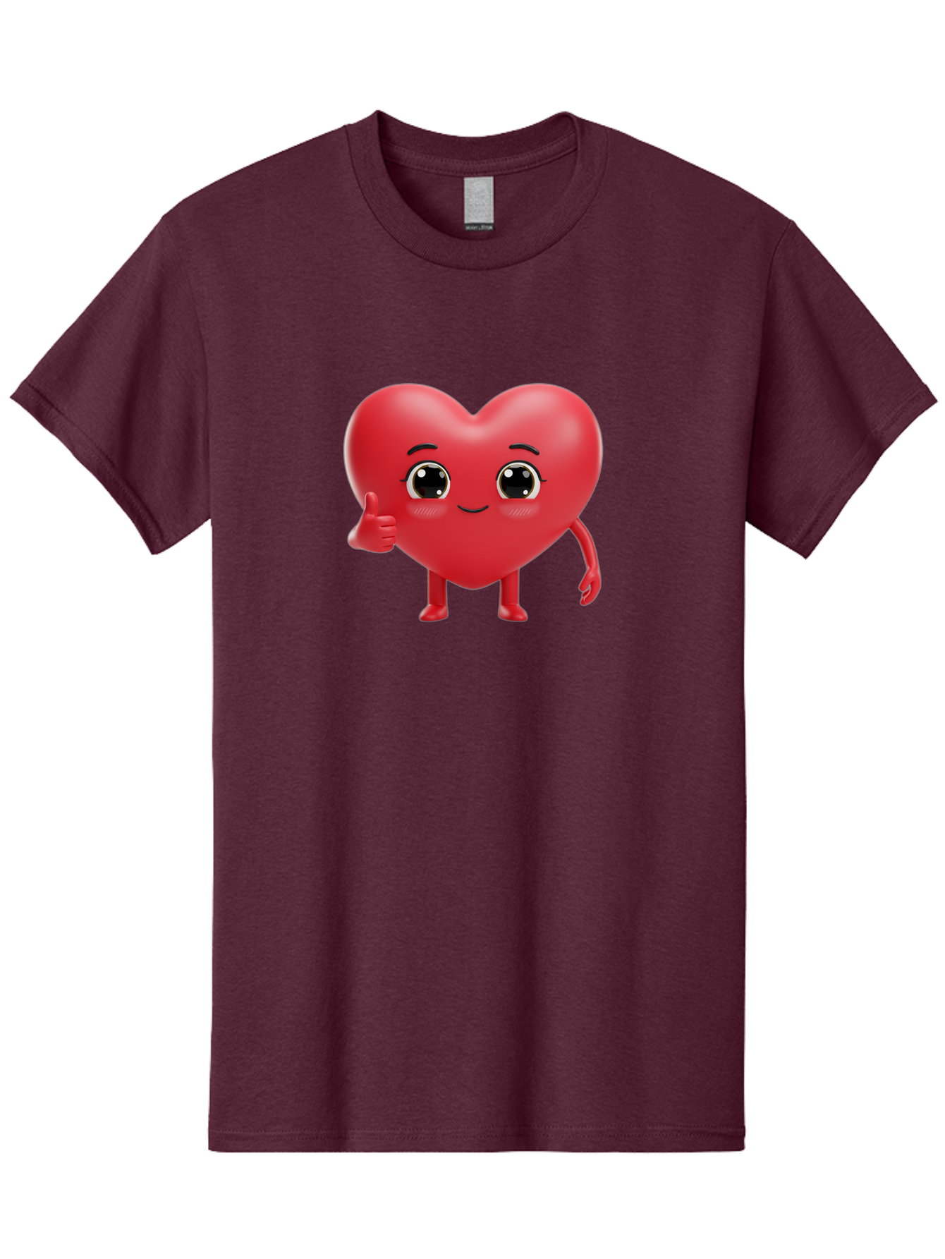 Red-Heart-Character-1 Men'S Graphic Tee, 100% Cotton, Comfortable Casual Summer Wear, Machine Washable, Cartoon Heart, Smiling Face, Thumbs Up, Cute Character, Heart Emoji, Love Symbol, Friendly Icon, Digital Illustration, 3D Rendering, Bae249