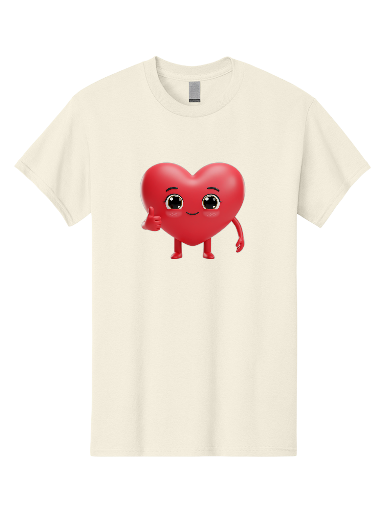Red-Heart-Character-1 Men'S Graphic Tee, 100% Cotton, Comfortable Casual Summer Wear, Machine Washable, Cartoon Heart, Smiling Face, Thumbs Up, Cute Character, Heart Emoji, Love Symbol, Friendly Icon, Digital Illustration, 3D Rendering, Bae249