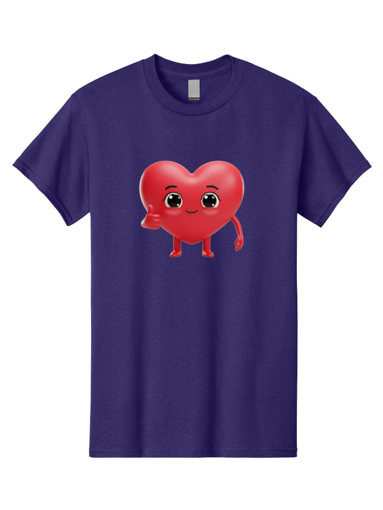 Red-Heart-Character-1 Men'S Graphic Tee, 100% Cotton, Comfortable Casual Summer Wear, Machine Washable, Cartoon Heart, Smiling Face, Thumbs Up, Cute Character, Heart Emoji, Love Symbol, Friendly Icon, Digital Illustration, 3D Rendering, Bae249