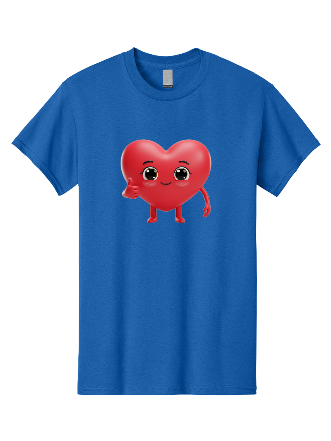 Red-Heart-Character-1 Men'S Graphic Tee, 100% Cotton, Comfortable Casual Summer Wear, Machine Washable, Cartoon Heart, Smiling Face, Thumbs Up, Cute Character, Heart Emoji, Love Symbol, Friendly Icon, Digital Illustration, 3D Rendering, Bae249