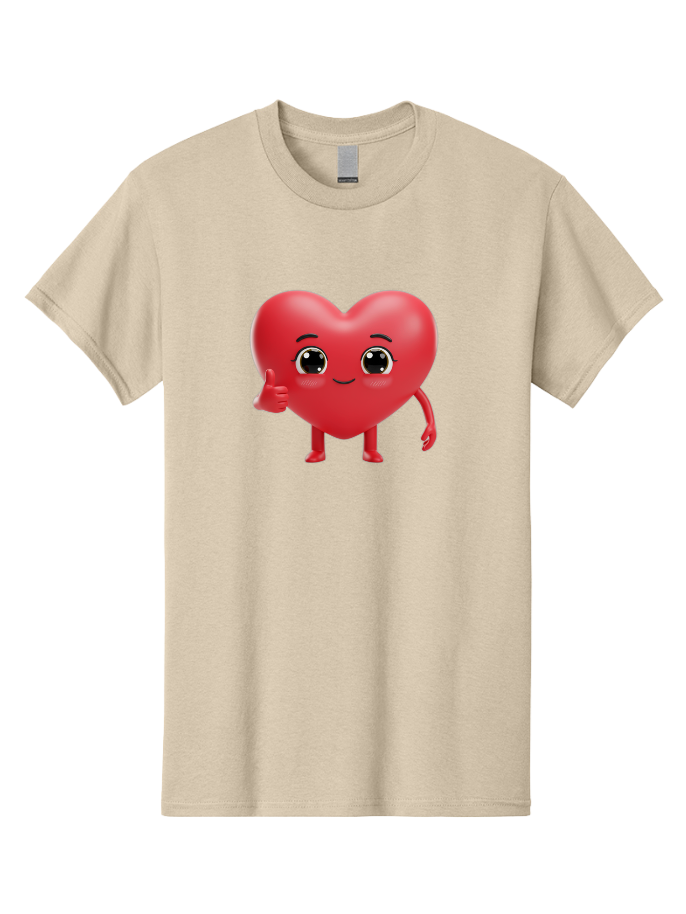 Red-Heart-Character-1 Men'S Graphic Tee, 100% Cotton, Comfortable Casual Summer Wear, Machine Washable, Cartoon Heart, Smiling Face, Thumbs Up, Cute Character, Heart Emoji, Love Symbol, Friendly Icon, Digital Illustration, 3D Rendering, Bae249