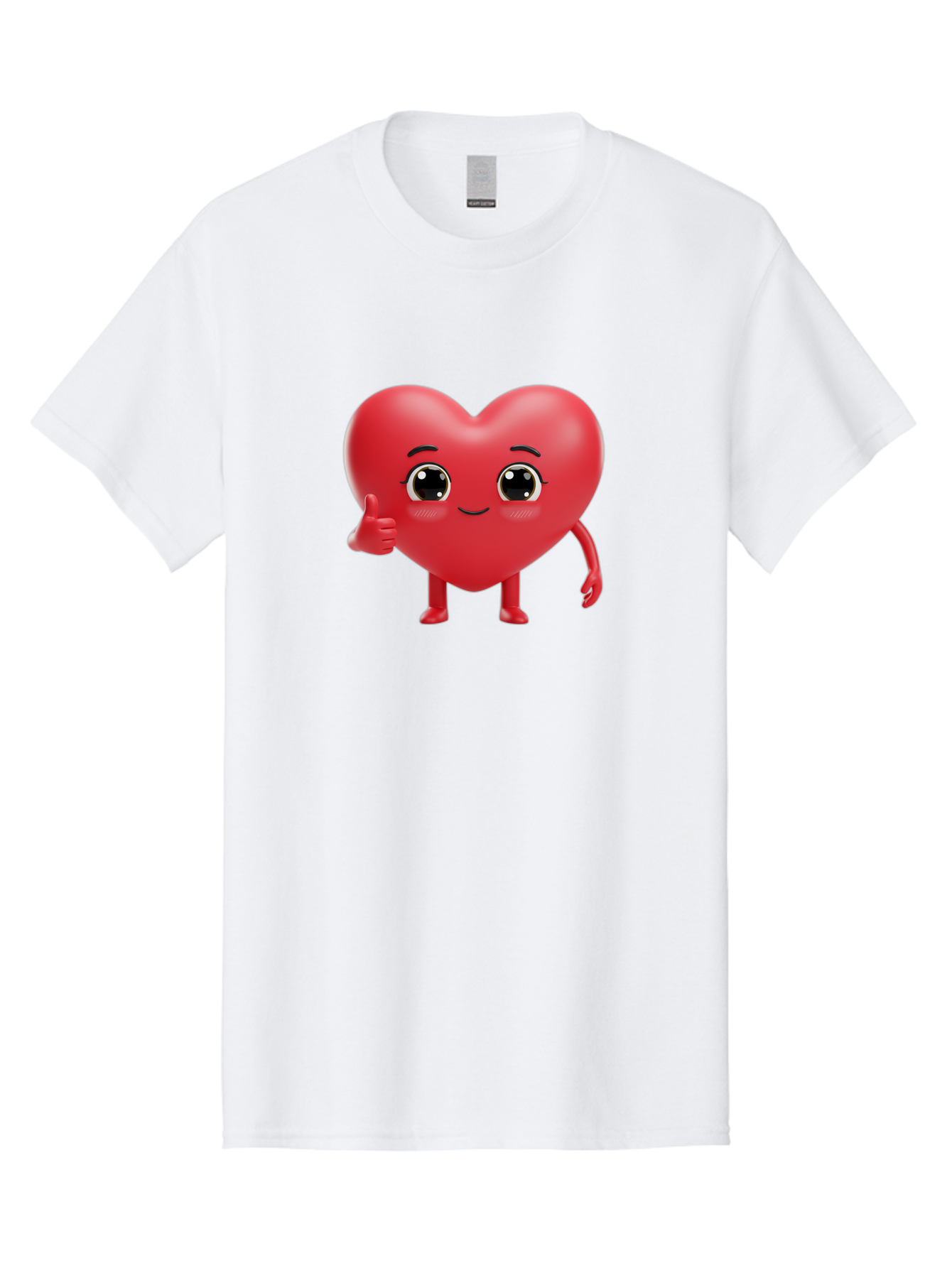 Red-Heart-Character-1 Men'S Graphic Tee, 100% Cotton, Comfortable Casual Summer Wear, Machine Washable, Cartoon Heart, Smiling Face, Thumbs Up, Cute Character, Heart Emoji, Love Symbol, Friendly Icon, Digital Illustration, 3D Rendering, Bae249