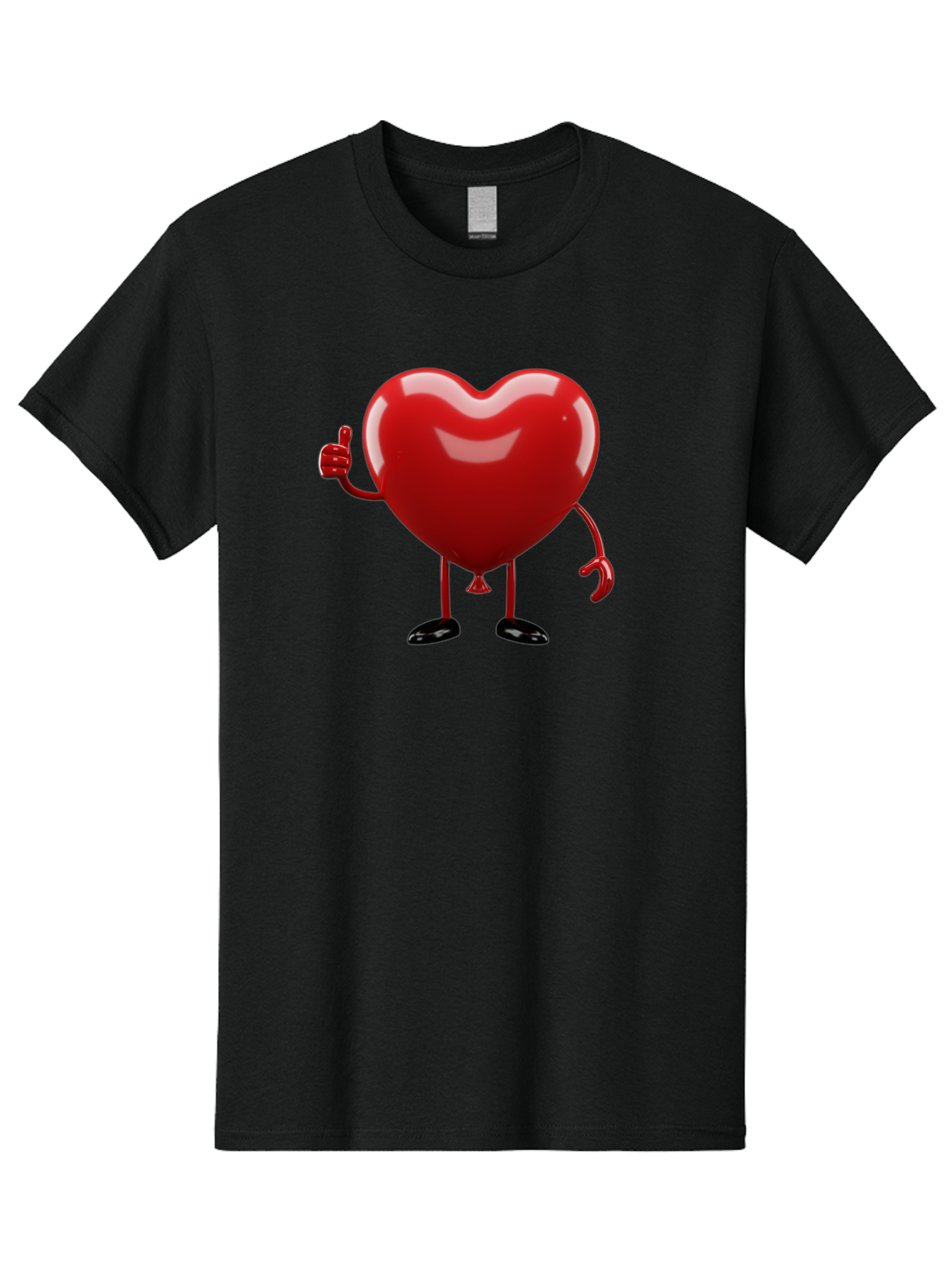 Red-Heart-Character-2 Men'S Graphic Tee, 100% Cotton, Comfortable Casual Summer Wear, Machine Washable, Heart Character With Thumbs Up, Red Heart, Love Symbol, Cartoon Heart, Happiness, Heart Shape, Love Icon, Positive Gesture, Bae250