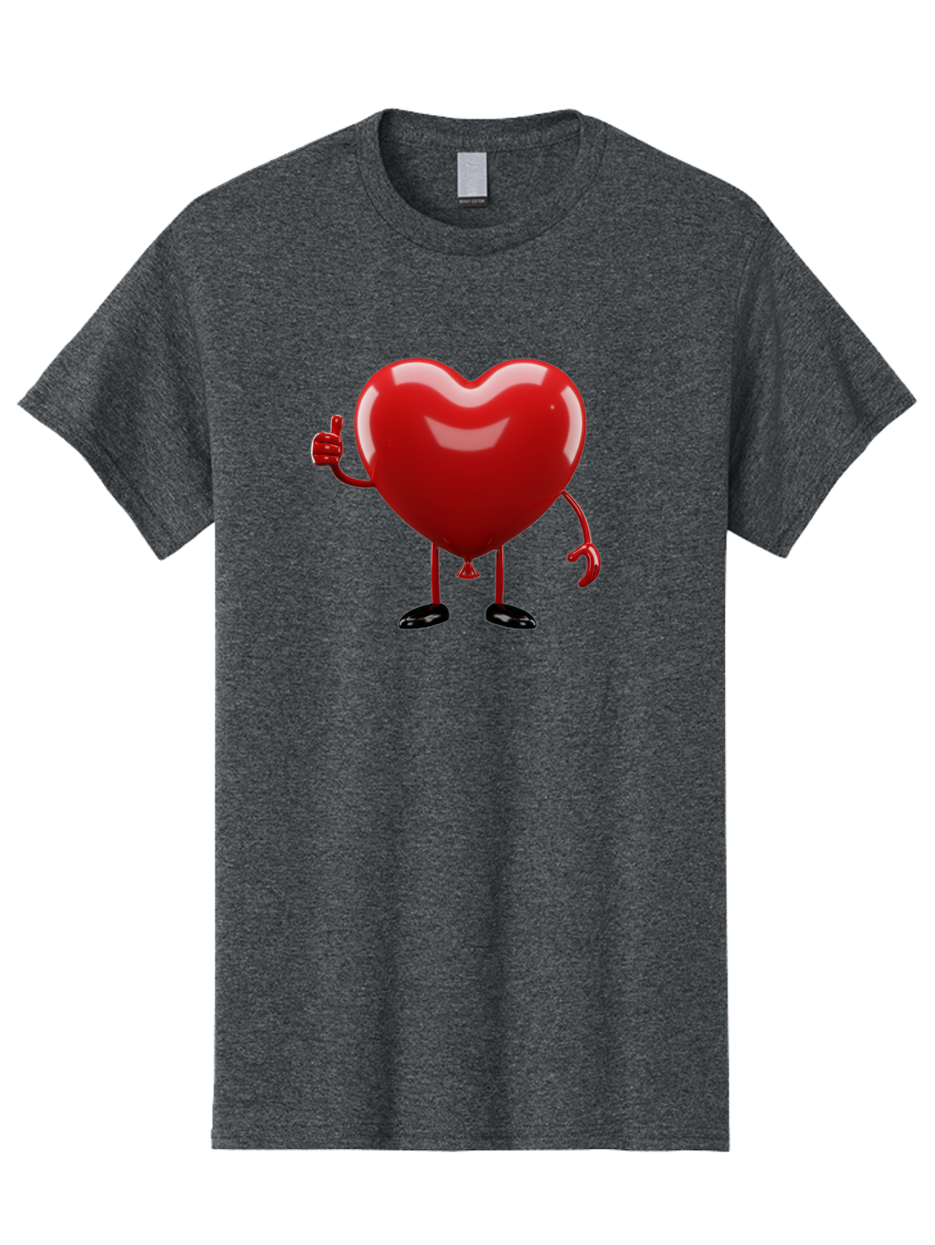 Red-Heart-Character-2 Men'S Graphic Tee, 100% Cotton, Comfortable Casual Summer Wear, Machine Washable, Heart Character With Thumbs Up, Red Heart, Love Symbol, Cartoon Heart, Happiness, Heart Shape, Love Icon, Positive Gesture, Bae250