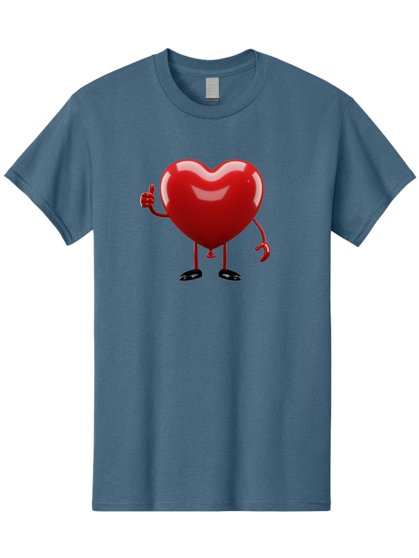 Red-Heart-Character-2 Men'S Graphic Tee, 100% Cotton, Comfortable Casual Summer Wear, Machine Washable, Heart Character With Thumbs Up, Red Heart, Love Symbol, Cartoon Heart, Happiness, Heart Shape, Love Icon, Positive Gesture, Bae250