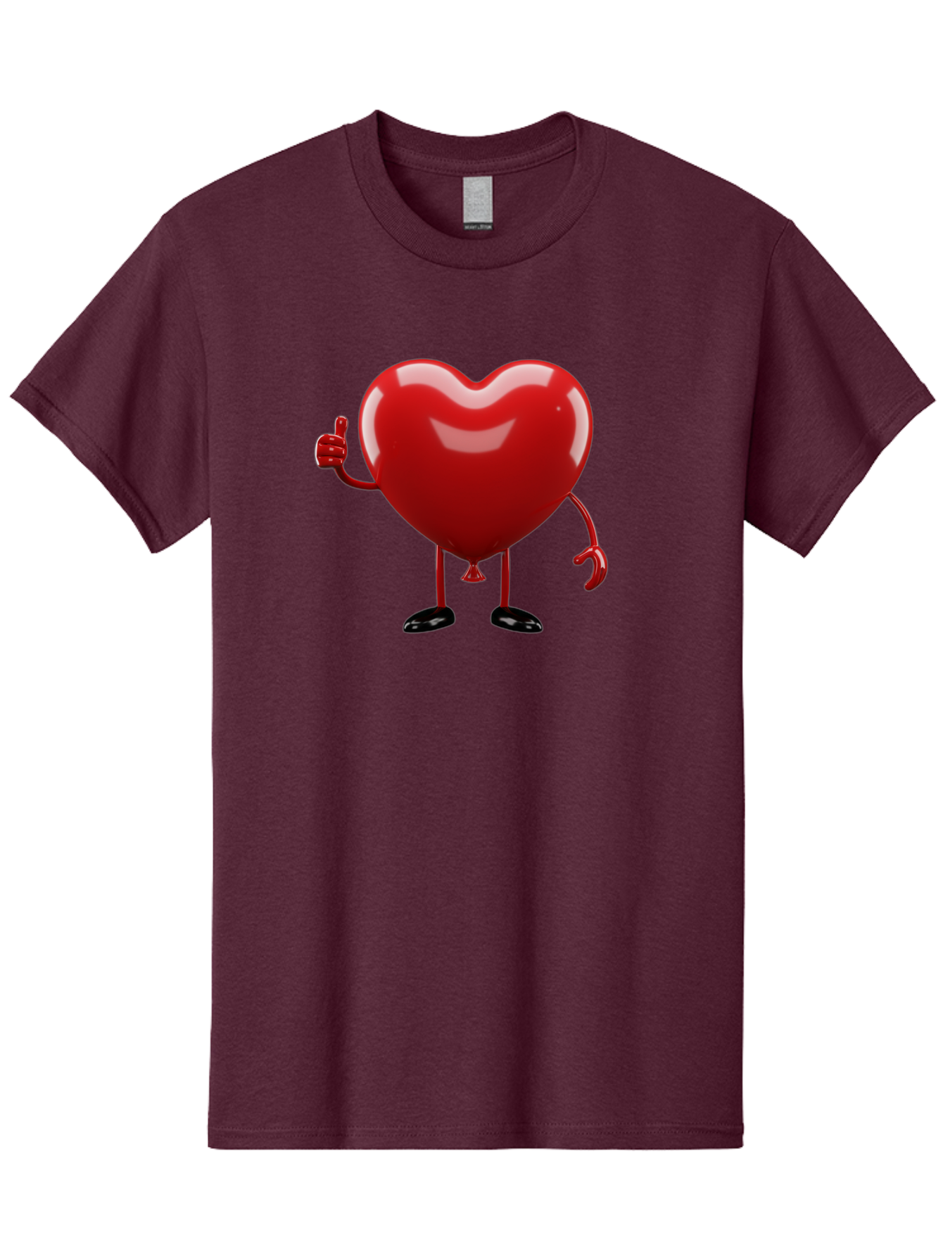 Red-Heart-Character-2 Men'S Graphic Tee, 100% Cotton, Comfortable Casual Summer Wear, Machine Washable, Heart Character With Thumbs Up, Red Heart, Love Symbol, Cartoon Heart, Happiness, Heart Shape, Love Icon, Positive Gesture, Bae250
