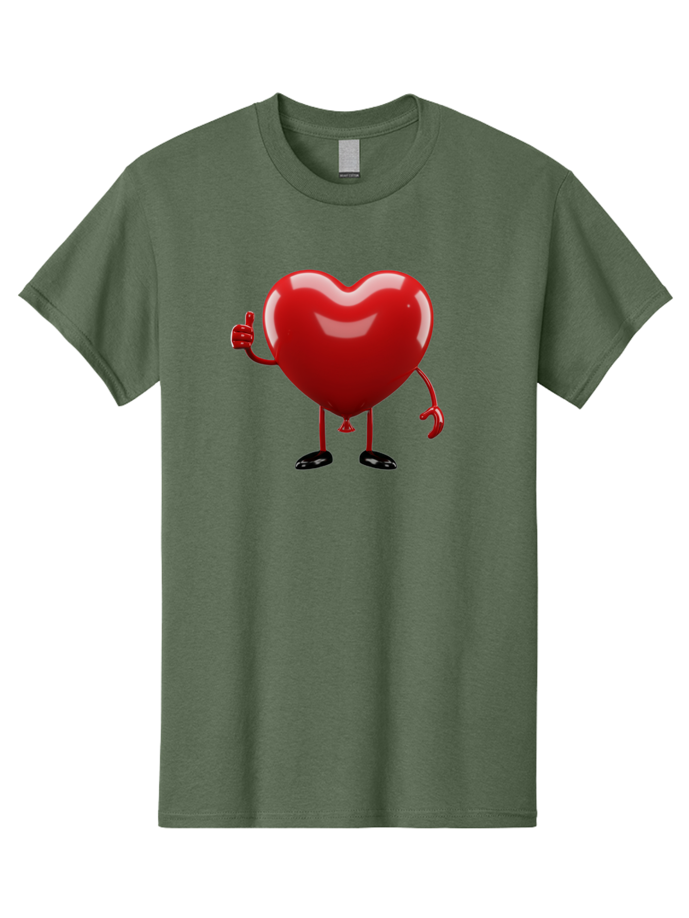 Red-Heart-Character-2 Men'S Graphic Tee, 100% Cotton, Comfortable Casual Summer Wear, Machine Washable, Heart Character With Thumbs Up, Red Heart, Love Symbol, Cartoon Heart, Happiness, Heart Shape, Love Icon, Positive Gesture, Bae250