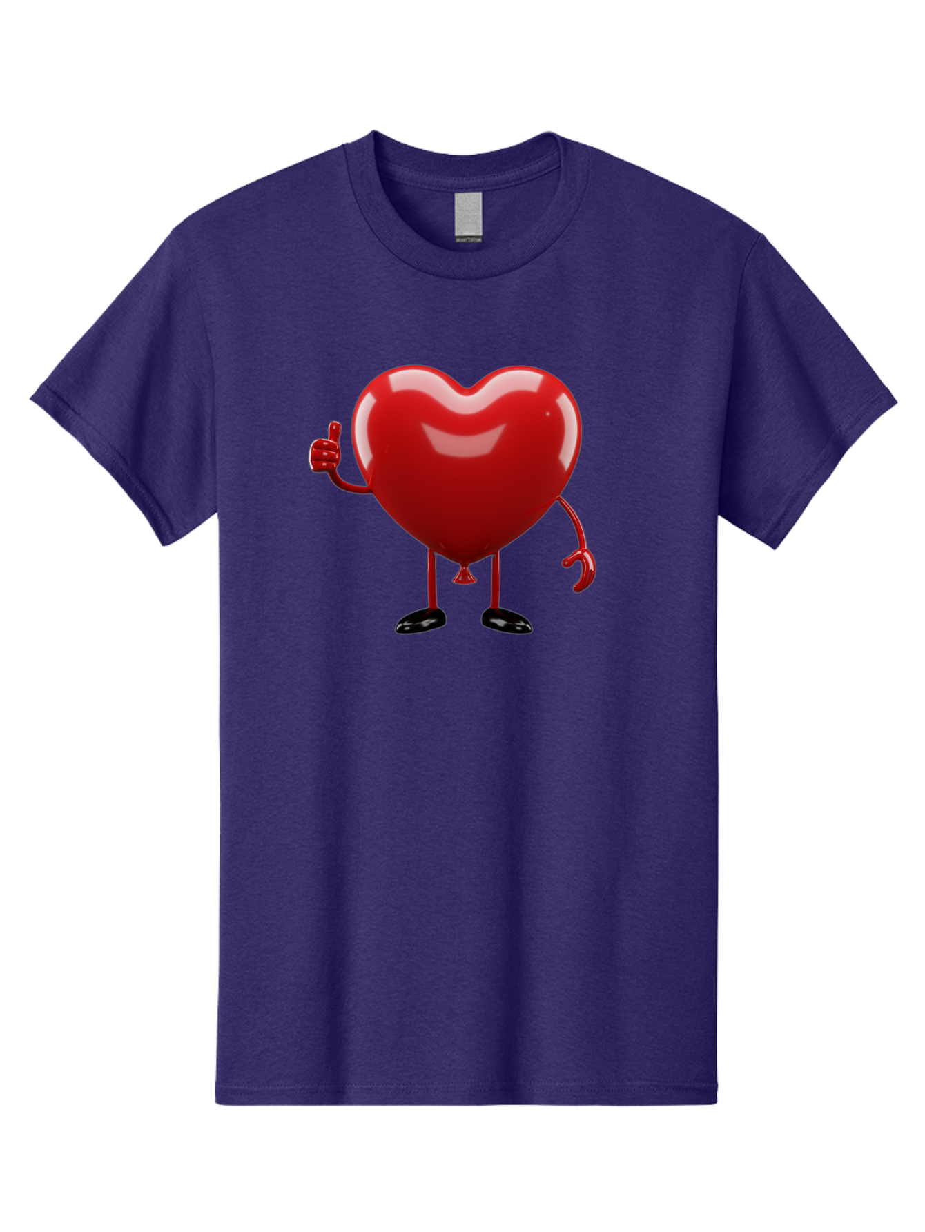 Red-Heart-Character-2 Men'S Graphic Tee, 100% Cotton, Comfortable Casual Summer Wear, Machine Washable, Heart Character With Thumbs Up, Red Heart, Love Symbol, Cartoon Heart, Happiness, Heart Shape, Love Icon, Positive Gesture, Bae250