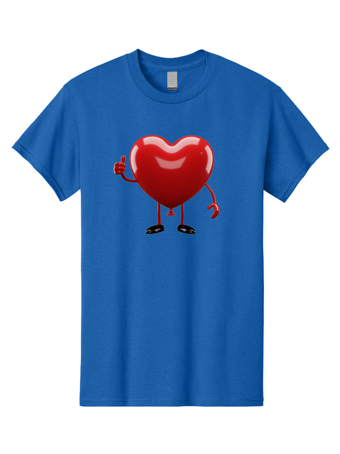 Red-Heart-Character-2 Men'S Graphic Tee, 100% Cotton, Comfortable Casual Summer Wear, Machine Washable, Heart Character With Thumbs Up, Red Heart, Love Symbol, Cartoon Heart, Happiness, Heart Shape, Love Icon, Positive Gesture, Bae250