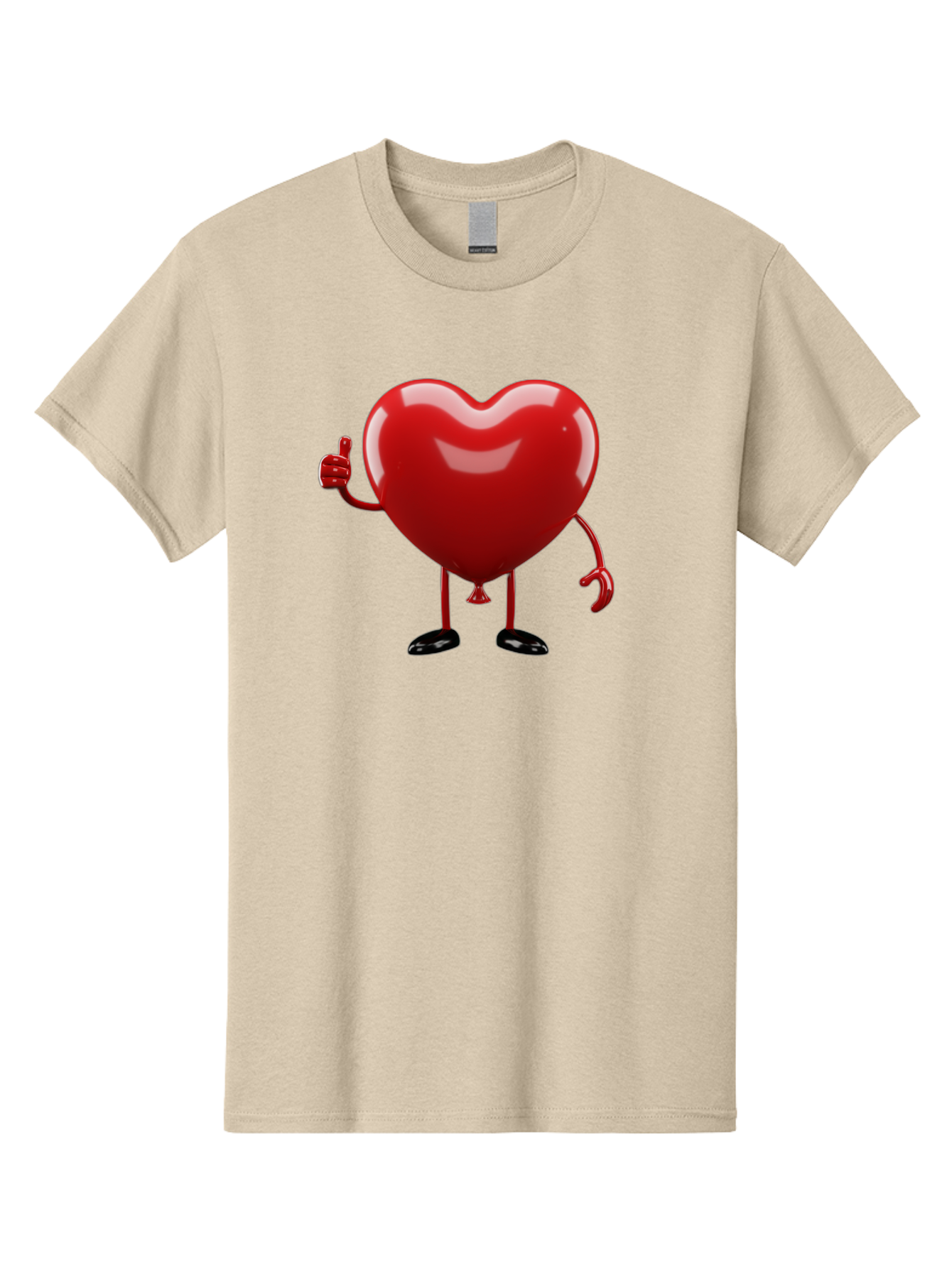 Red-Heart-Character-2 Men'S Graphic Tee, 100% Cotton, Comfortable Casual Summer Wear, Machine Washable, Heart Character With Thumbs Up, Red Heart, Love Symbol, Cartoon Heart, Happiness, Heart Shape, Love Icon, Positive Gesture, Bae250