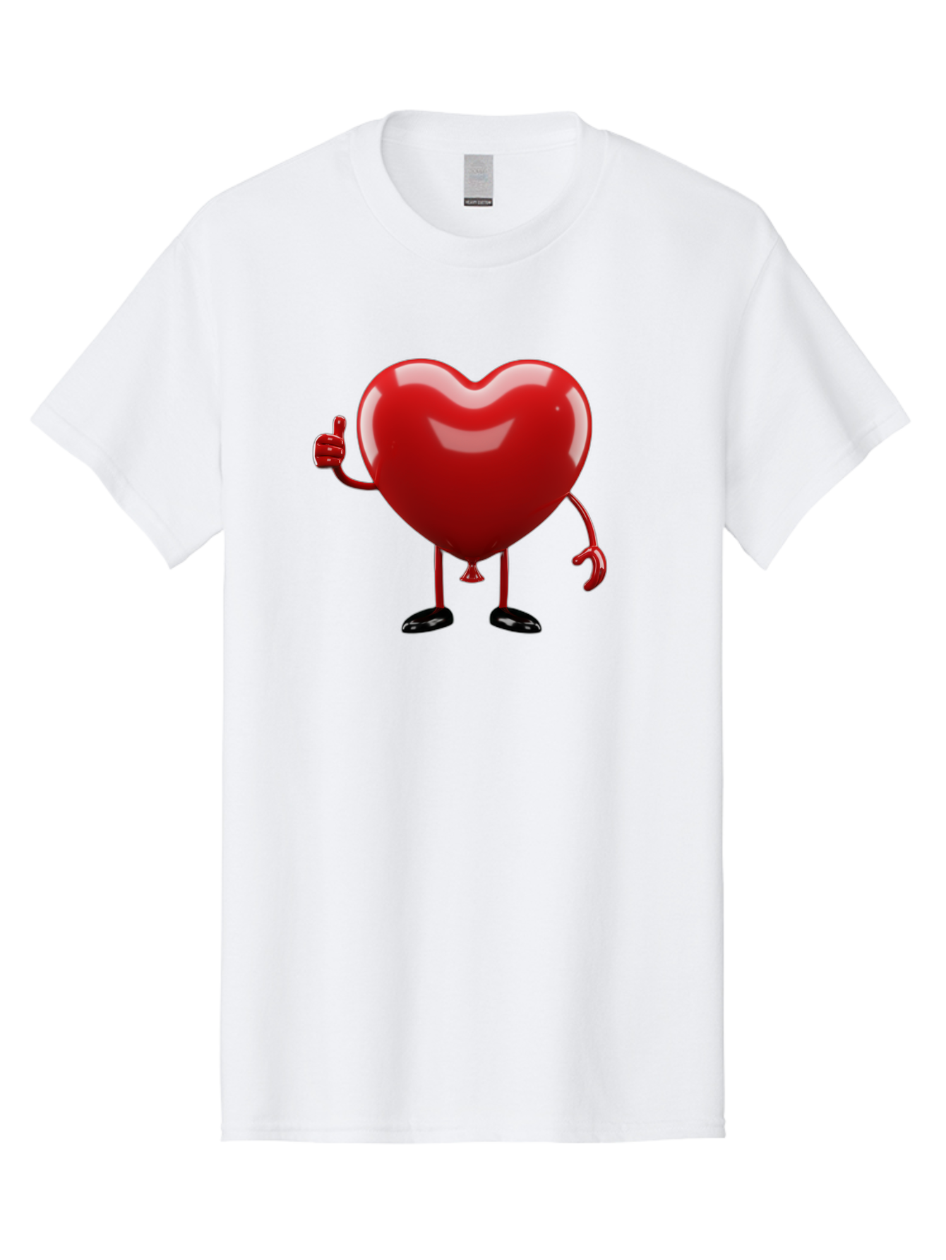 Red-Heart-Character-2 Men'S Graphic Tee, 100% Cotton, Comfortable Casual Summer Wear, Machine Washable, Heart Character With Thumbs Up, Red Heart, Love Symbol, Cartoon Heart, Happiness, Heart Shape, Love Icon, Positive Gesture, Bae250