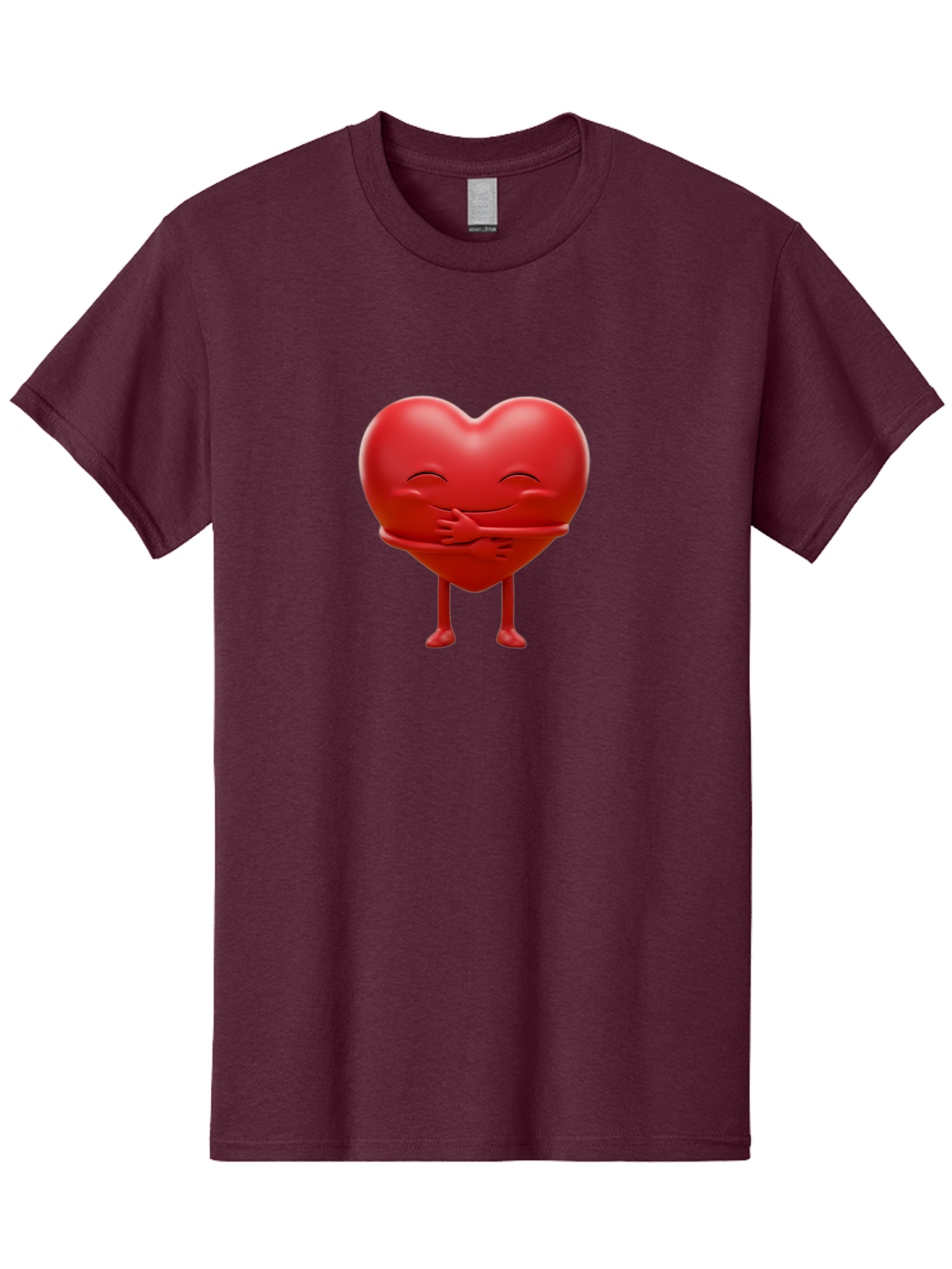 Red-Heart-Character Men'S Graphic Tee, 100% Cotton, Comfortable Casual Summer Wear, Machine Washable, Cartoon Heart Character, Heart Touching Hand, Happy Heart, Heart Smiling Face, Cute Cartoon Character, Heart With Legs, Bae251
