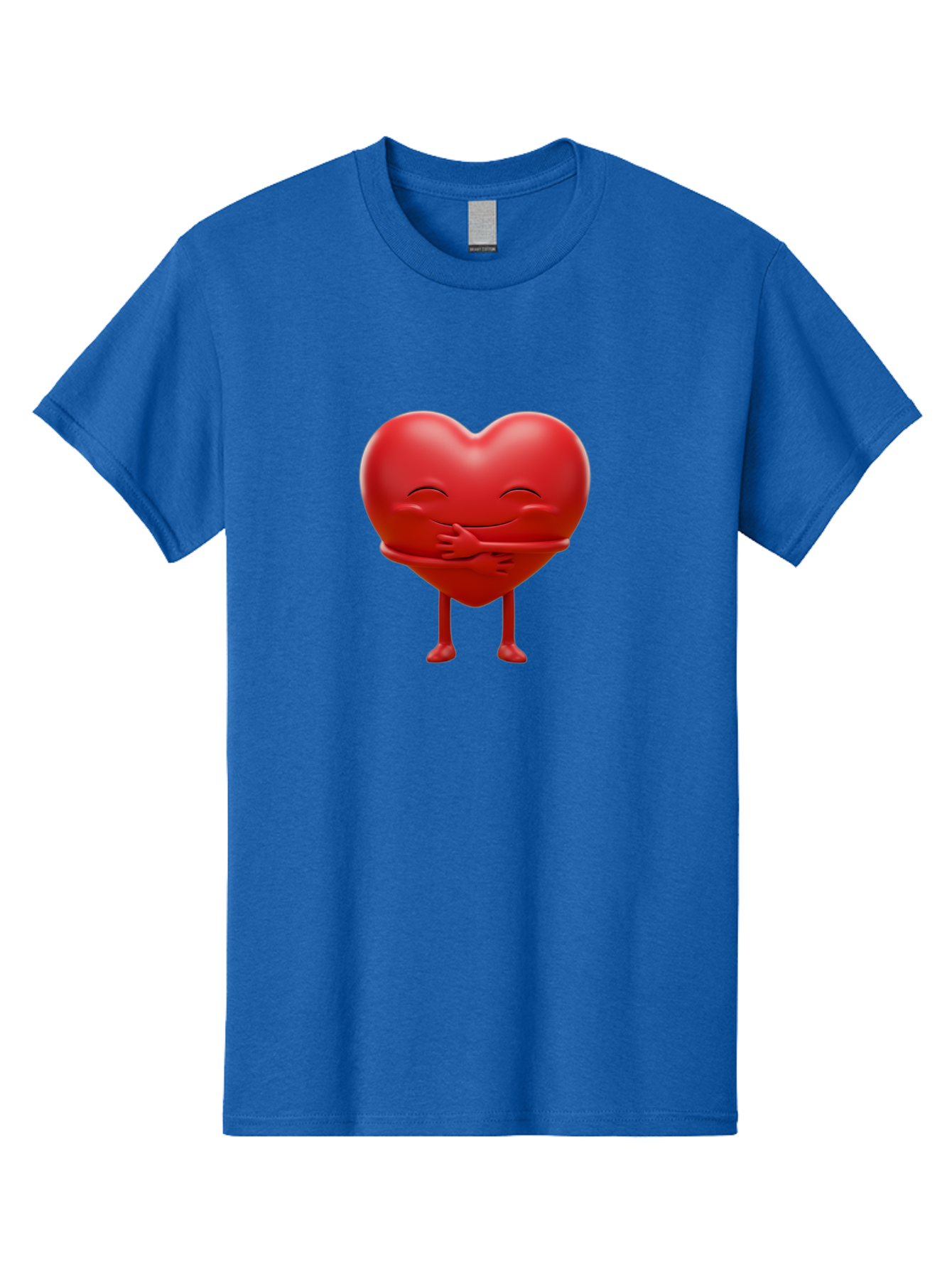 Red-Heart-Character Men'S Graphic Tee, 100% Cotton, Comfortable Casual Summer Wear, Machine Washable, Cartoon Heart Character, Heart Touching Hand, Happy Heart, Heart Smiling Face, Cute Cartoon Character, Heart With Legs, Bae251