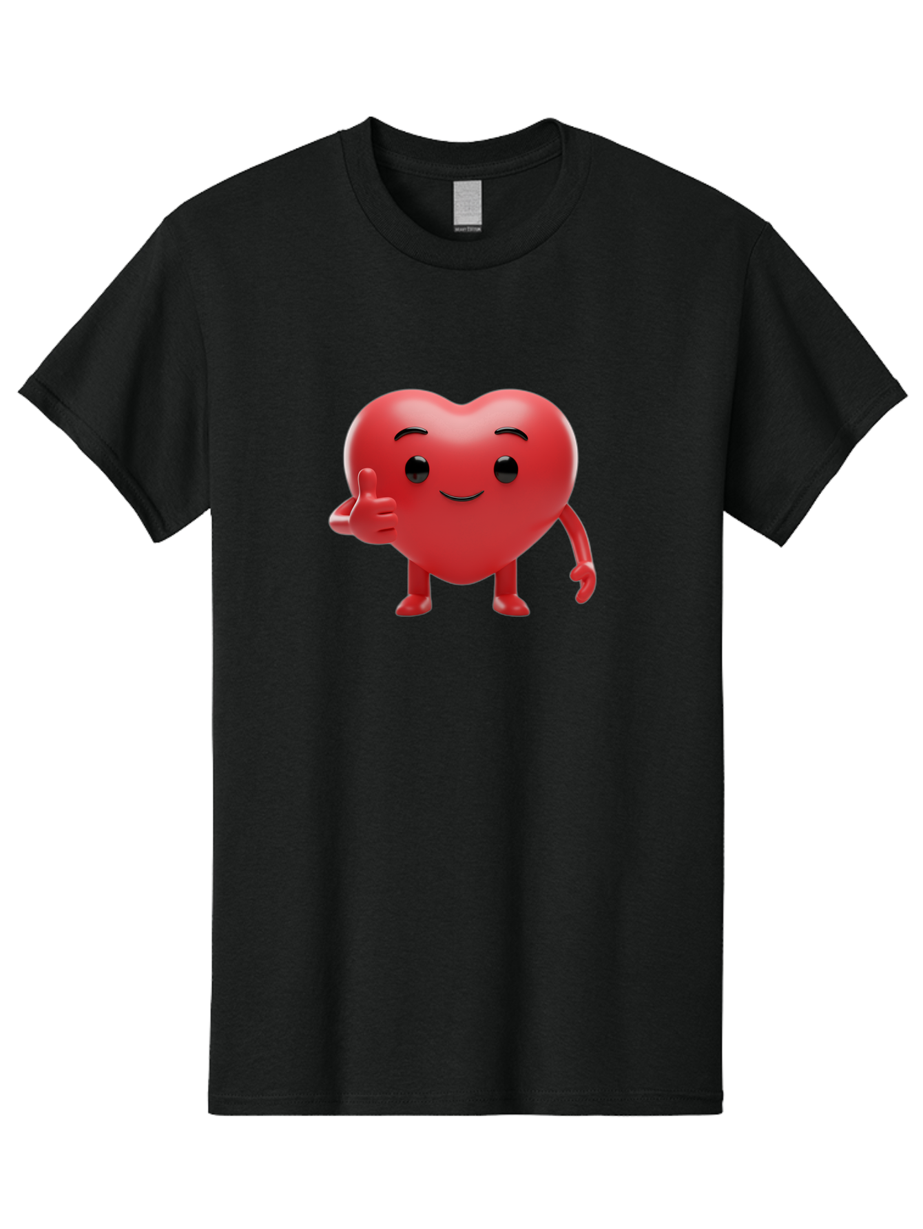 Red-Heart-Emoji Men'S Graphic Tee, 100% Cotton, Comfortable Casual Summer Wear, Machine Washable, Red Heart Character, Cartoon Heart, Heart With Arms And Legs, Thumbs Up Heart, Smiling Heart, Happy Heart, 3D Heart Character, Cute Heart Mascot Bae252