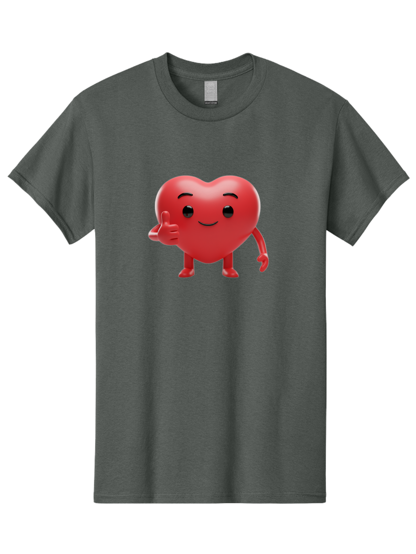 Red-Heart-Emoji Men'S Graphic Tee, 100% Cotton, Comfortable Casual Summer Wear, Machine Washable, Red Heart Character, Cartoon Heart, Heart With Arms And Legs, Thumbs Up Heart, Smiling Heart, Happy Heart, 3D Heart Character, Cute Heart Mascot Bae252