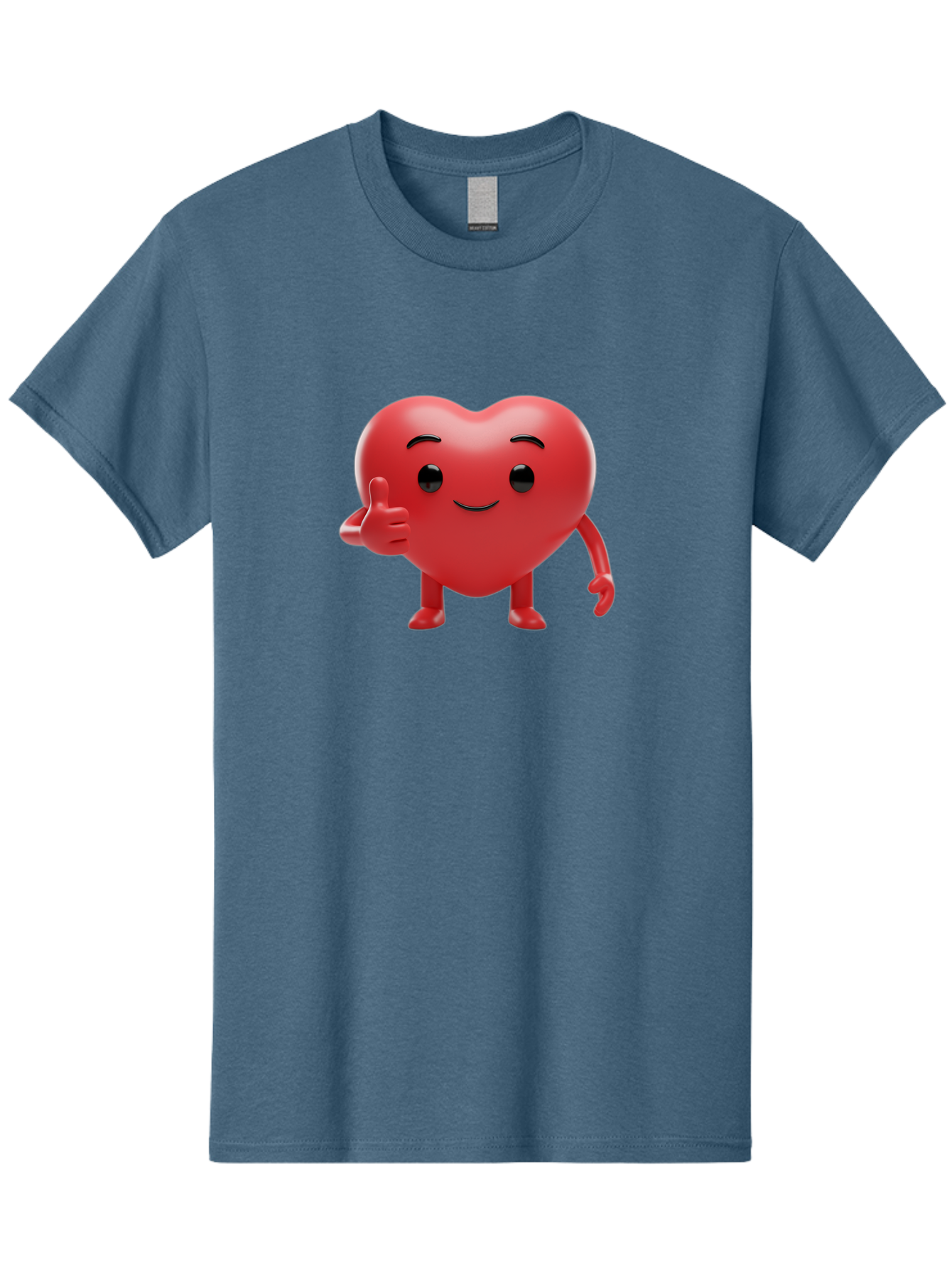 Red-Heart-Emoji Men'S Graphic Tee, 100% Cotton, Comfortable Casual Summer Wear, Machine Washable, Red Heart Character, Cartoon Heart, Heart With Arms And Legs, Thumbs Up Heart, Smiling Heart, Happy Heart, 3D Heart Character, Cute Heart Mascot Bae252