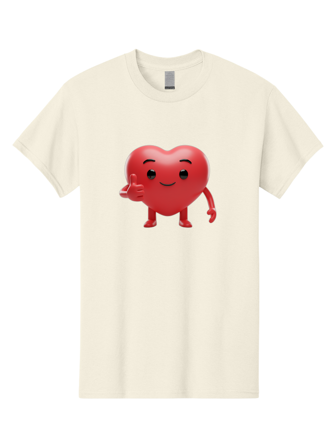 Red-Heart-Emoji Men'S Graphic Tee, 100% Cotton, Comfortable Casual Summer Wear, Machine Washable, Red Heart Character, Cartoon Heart, Heart With Arms And Legs, Thumbs Up Heart, Smiling Heart, Happy Heart, 3D Heart Character, Cute Heart Mascot Bae252