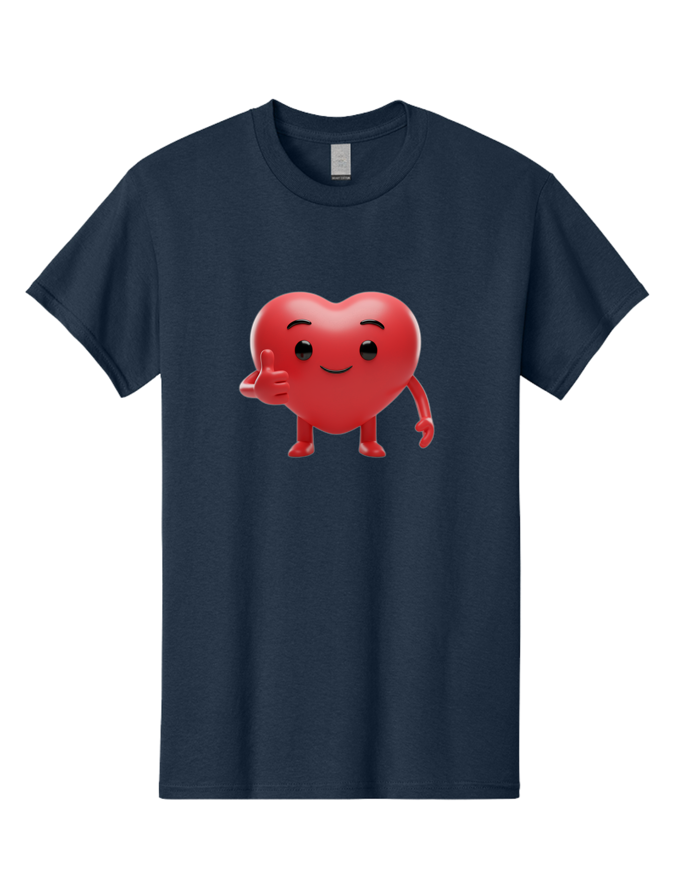 Red-Heart-Emoji Men'S Graphic Tee, 100% Cotton, Comfortable Casual Summer Wear, Machine Washable, Red Heart Character, Cartoon Heart, Heart With Arms And Legs, Thumbs Up Heart, Smiling Heart, Happy Heart, 3D Heart Character, Cute Heart Mascot Bae252