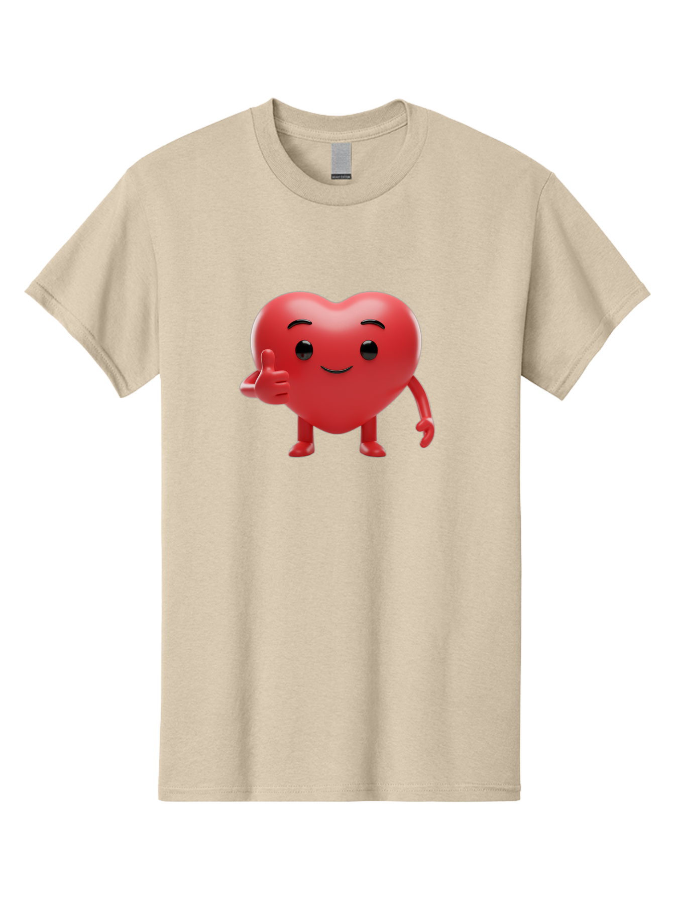 Red-Heart-Emoji Men'S Graphic Tee, 100% Cotton, Comfortable Casual Summer Wear, Machine Washable, Red Heart Character, Cartoon Heart, Heart With Arms And Legs, Thumbs Up Heart, Smiling Heart, Happy Heart, 3D Heart Character, Cute Heart Mascot Bae252