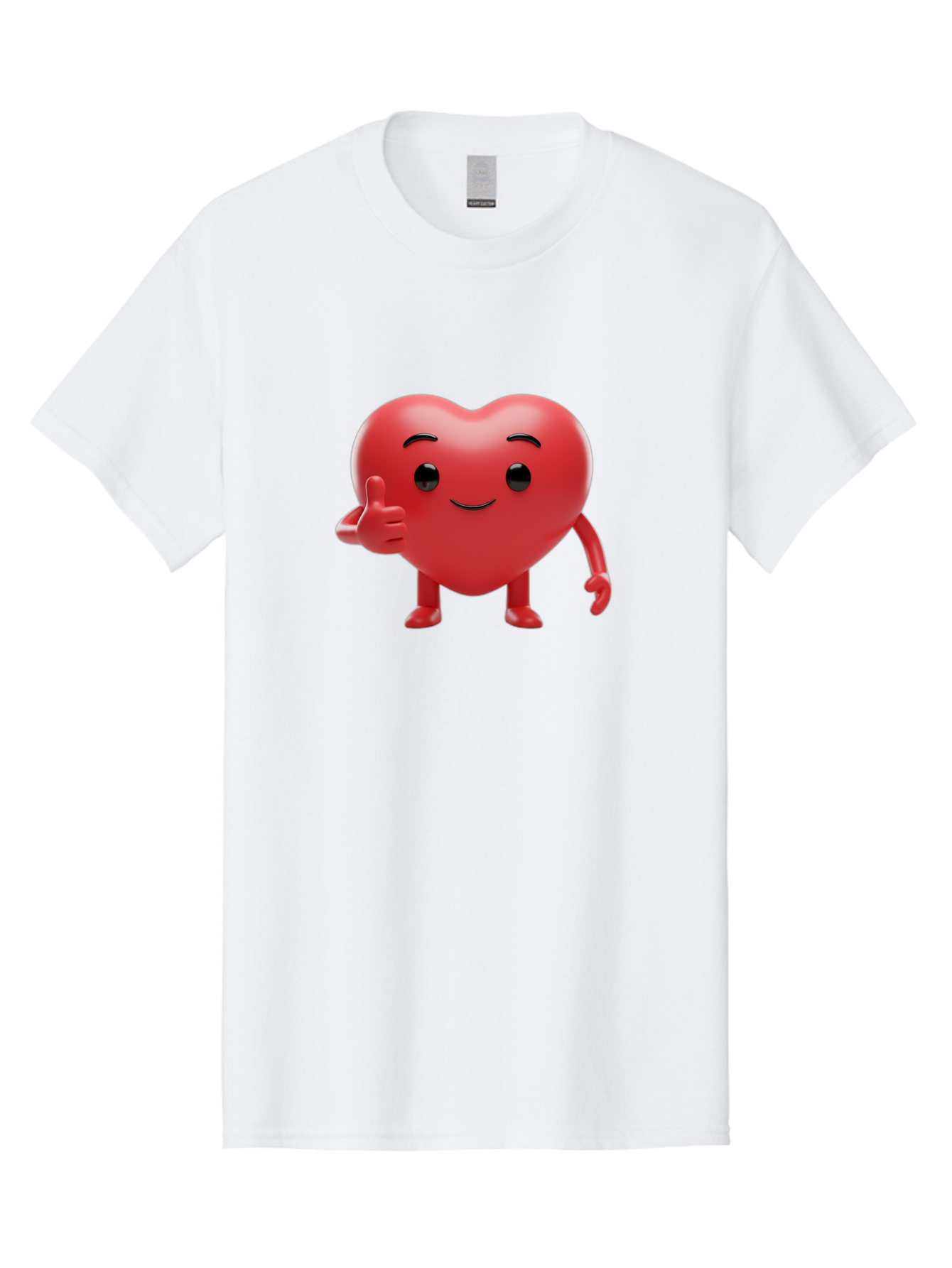 Red-Heart-Emoji Men'S Graphic Tee, 100% Cotton, Comfortable Casual Summer Wear, Machine Washable, Red Heart Character, Cartoon Heart, Heart With Arms And Legs, Thumbs Up Heart, Smiling Heart, Happy Heart, 3D Heart Character, Cute Heart Mascot Bae252