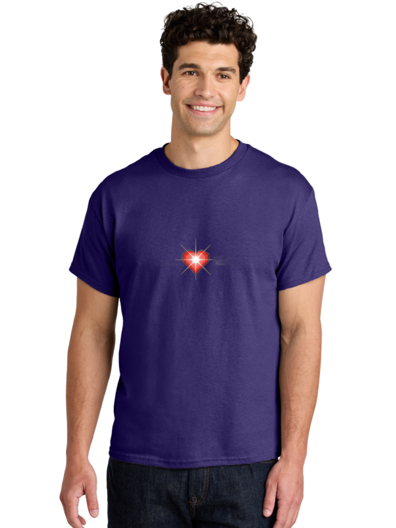 Red-Heart-Sparkle Men'S Graphic Tee, 100% Cotton, Comfortable Casual Summer Wear, Machine Washable, Red Heart, Diamond Heart, Shiny Heart, Love Symbol, Valentine'S Day, Heart Icon, Sparkle Effect, Love Sign Bae254
