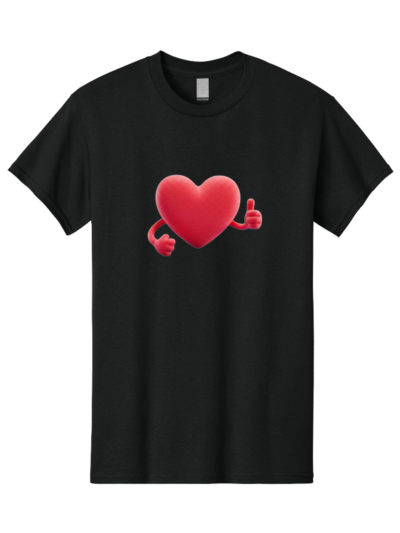 Red-Heart Men'S Graphic Tee, 100% Cotton, Comfortable Casual Summer Wear, Machine Washable, Red Heart Character, Thumbs Up Gesture, Cartoon Heart, Approval Symbol, Love Icon, Positivity, Heart Symbol, Cute Illustration, Heart Gesture Bae255