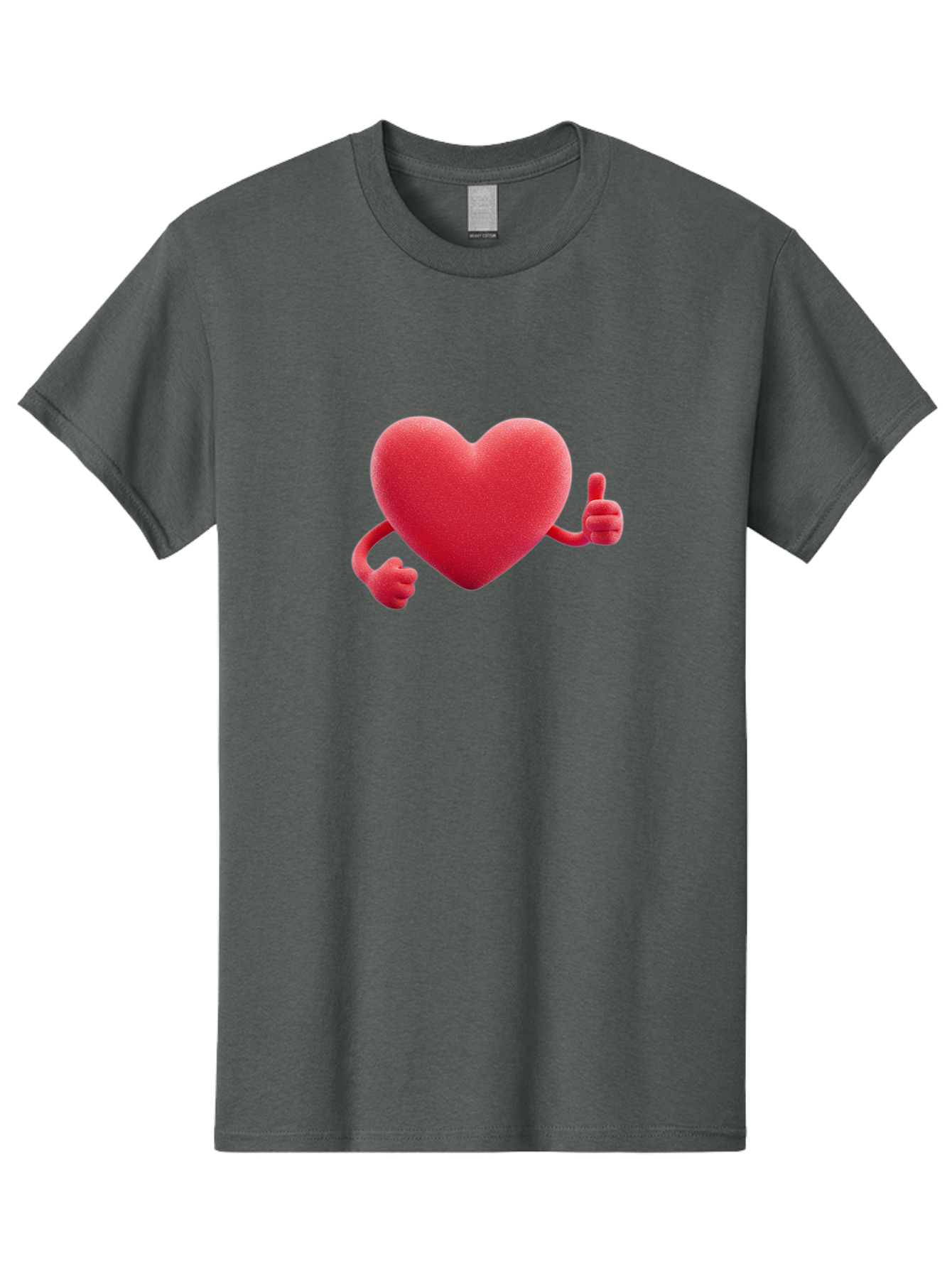 Red-Heart Men'S Graphic Tee, 100% Cotton, Comfortable Casual Summer Wear, Machine Washable, Red Heart Character, Thumbs Up Gesture, Cartoon Heart, Approval Symbol, Love Icon, Positivity, Heart Symbol, Cute Illustration, Heart Gesture Bae255
