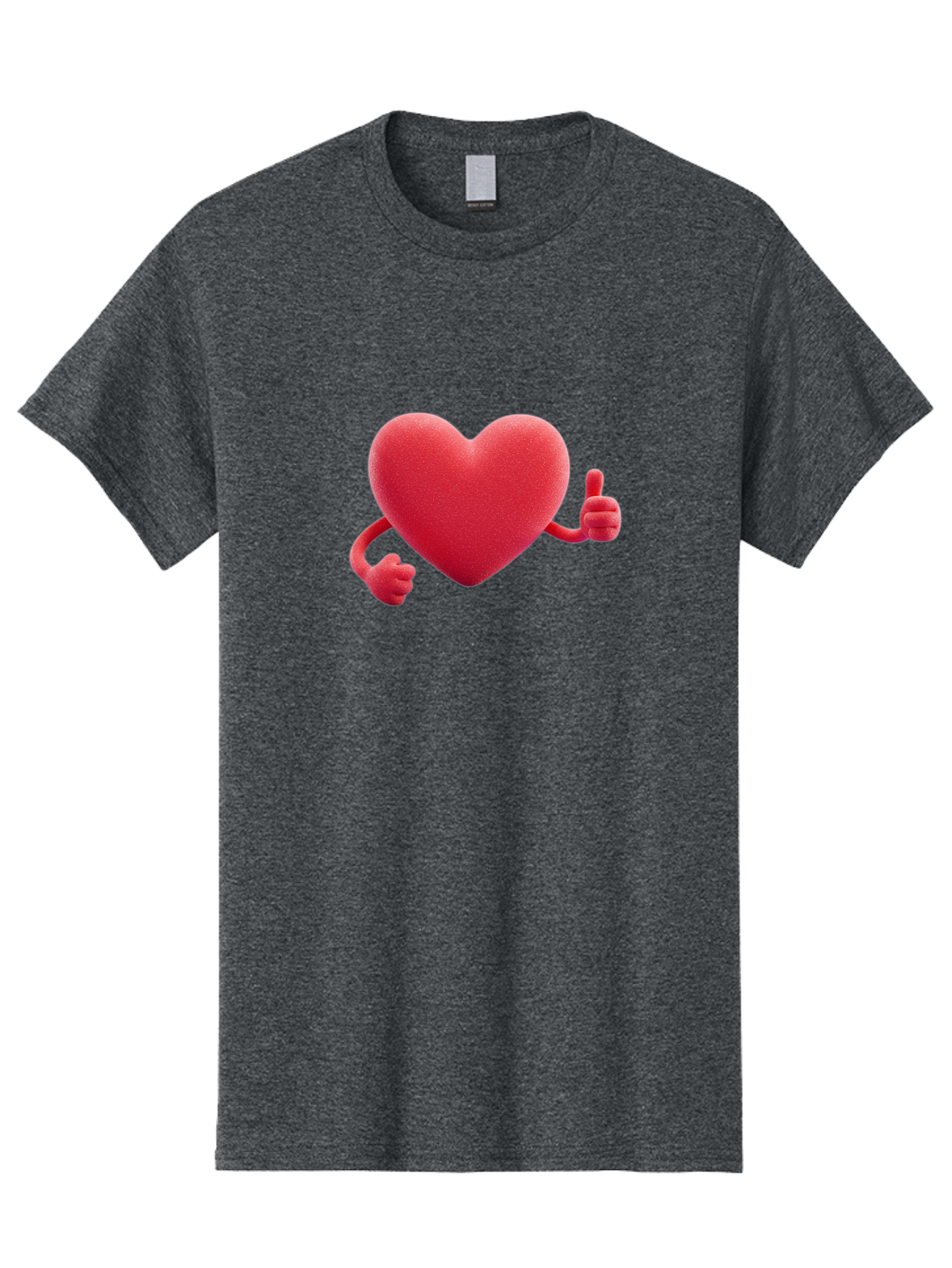 Red-Heart Men'S Graphic Tee, 100% Cotton, Comfortable Casual Summer Wear, Machine Washable, Red Heart Character, Thumbs Up Gesture, Cartoon Heart, Approval Symbol, Love Icon, Positivity, Heart Symbol, Cute Illustration, Heart Gesture Bae255