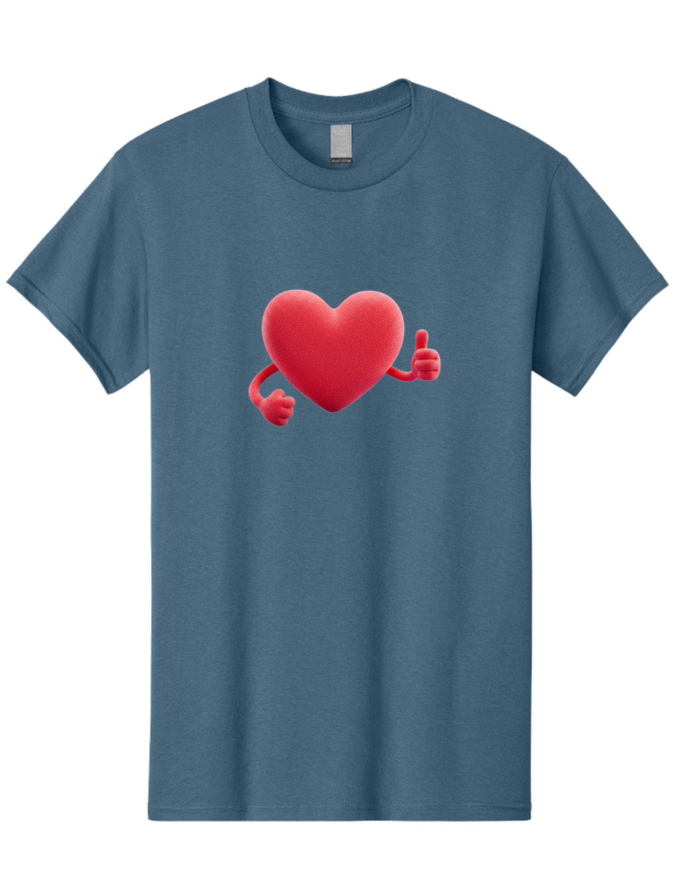 Red-Heart Men'S Graphic Tee, 100% Cotton, Comfortable Casual Summer Wear, Machine Washable, Red Heart Character, Thumbs Up Gesture, Cartoon Heart, Approval Symbol, Love Icon, Positivity, Heart Symbol, Cute Illustration, Heart Gesture Bae255