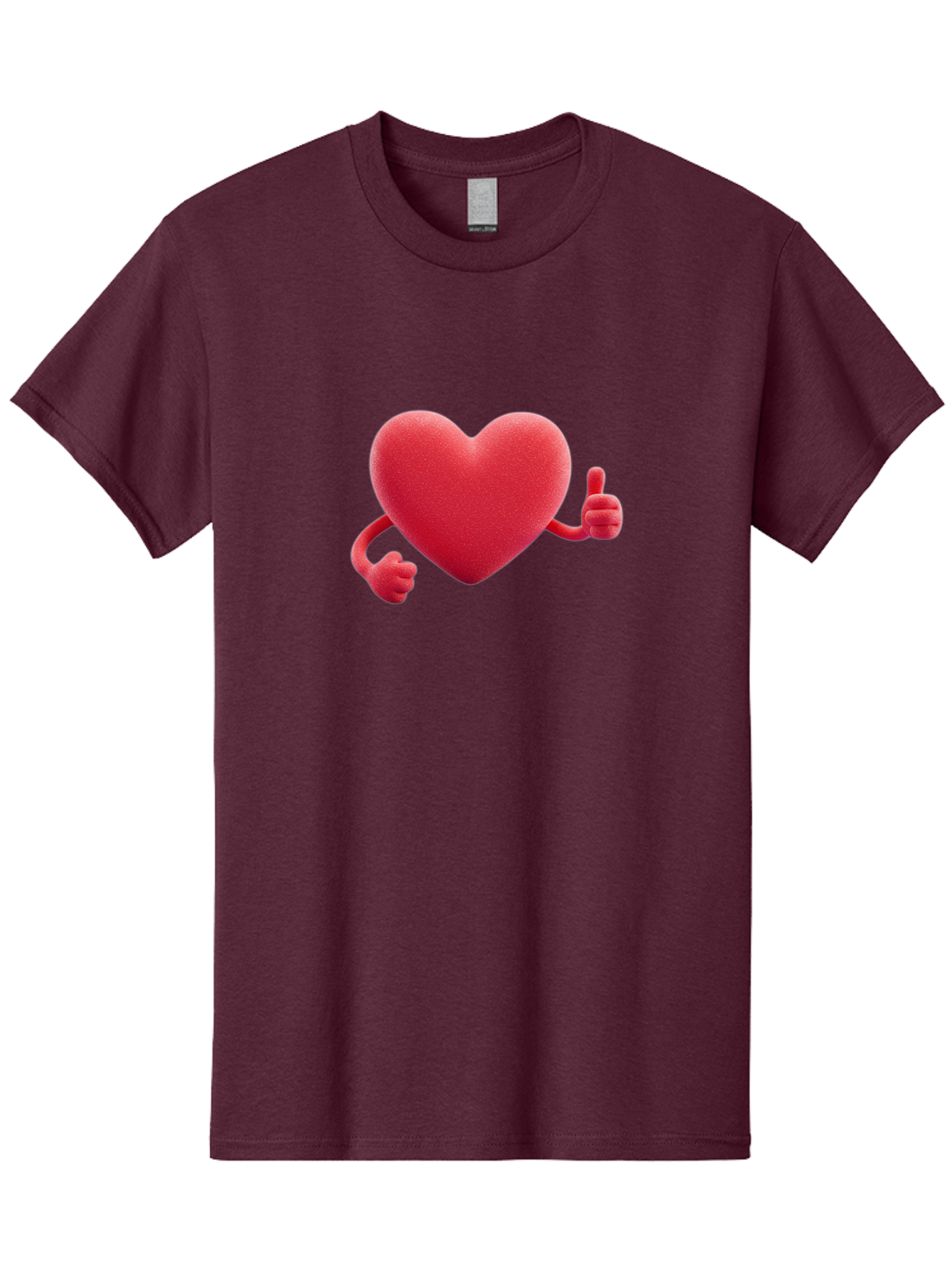 Red-Heart Men'S Graphic Tee, 100% Cotton, Comfortable Casual Summer Wear, Machine Washable, Red Heart Character, Thumbs Up Gesture, Cartoon Heart, Approval Symbol, Love Icon, Positivity, Heart Symbol, Cute Illustration, Heart Gesture Bae255