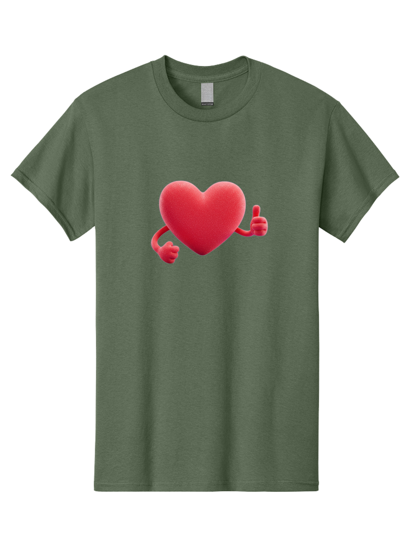 Red-Heart Men'S Graphic Tee, 100% Cotton, Comfortable Casual Summer Wear, Machine Washable, Red Heart Character, Thumbs Up Gesture, Cartoon Heart, Approval Symbol, Love Icon, Positivity, Heart Symbol, Cute Illustration, Heart Gesture Bae255