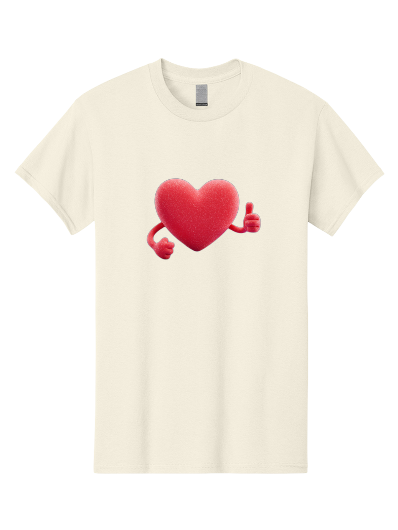 Red-Heart Men'S Graphic Tee, 100% Cotton, Comfortable Casual Summer Wear, Machine Washable, Red Heart Character, Thumbs Up Gesture, Cartoon Heart, Approval Symbol, Love Icon, Positivity, Heart Symbol, Cute Illustration, Heart Gesture Bae255