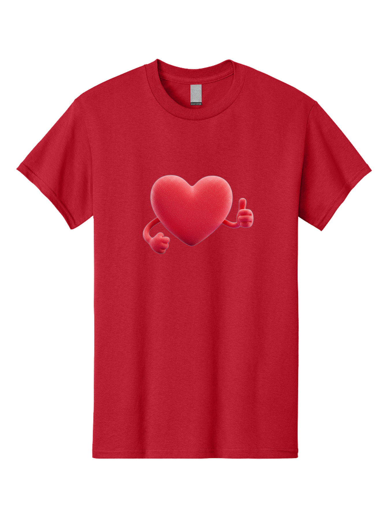 Red-Heart Men'S Graphic Tee, 100% Cotton, Comfortable Casual Summer Wear, Machine Washable, Red Heart Character, Thumbs Up Gesture, Cartoon Heart, Approval Symbol, Love Icon, Positivity, Heart Symbol, Cute Illustration, Heart Gesture Bae255