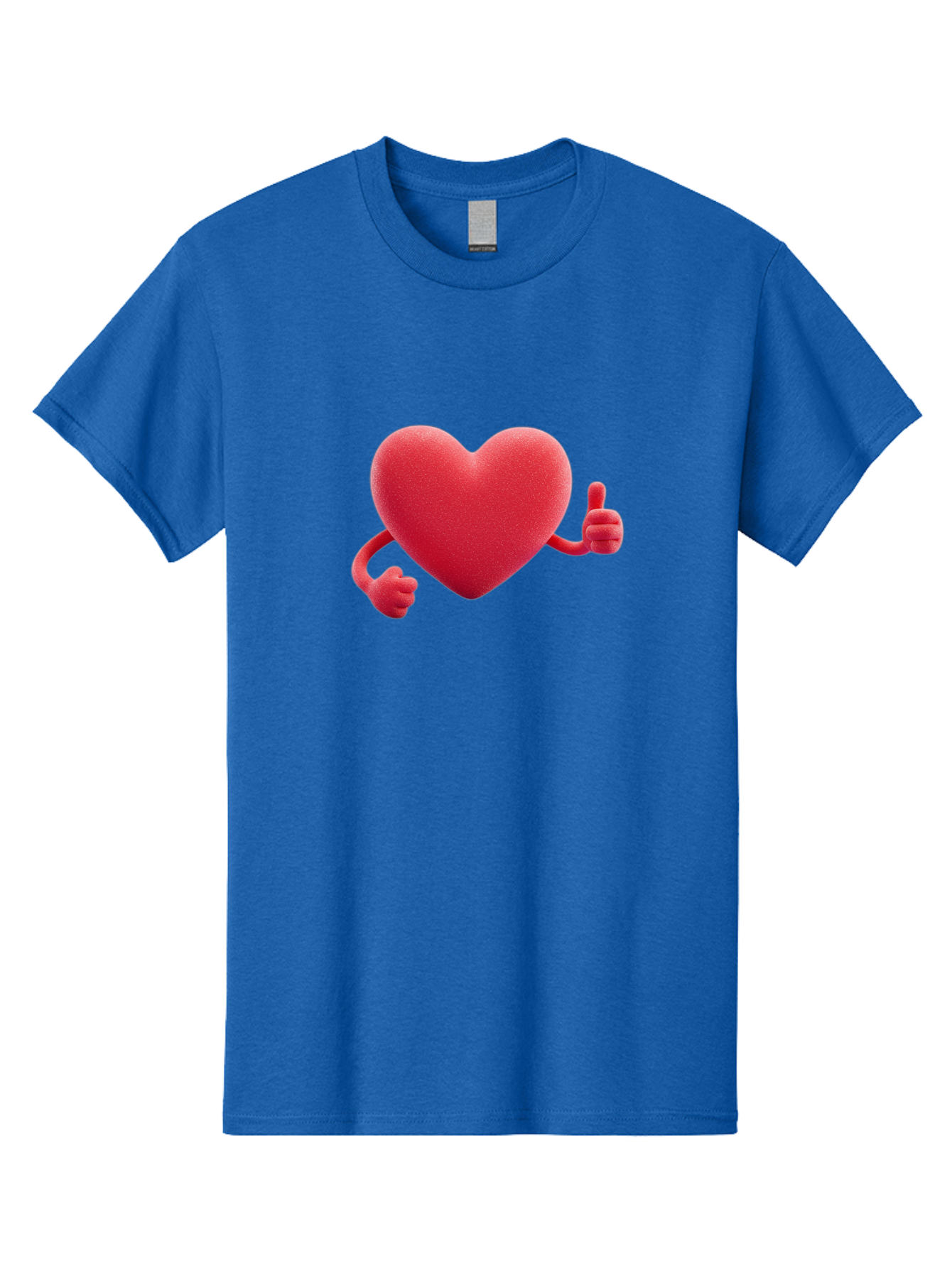 Red-Heart Men'S Graphic Tee, 100% Cotton, Comfortable Casual Summer Wear, Machine Washable, Red Heart Character, Thumbs Up Gesture, Cartoon Heart, Approval Symbol, Love Icon, Positivity, Heart Symbol, Cute Illustration, Heart Gesture Bae255