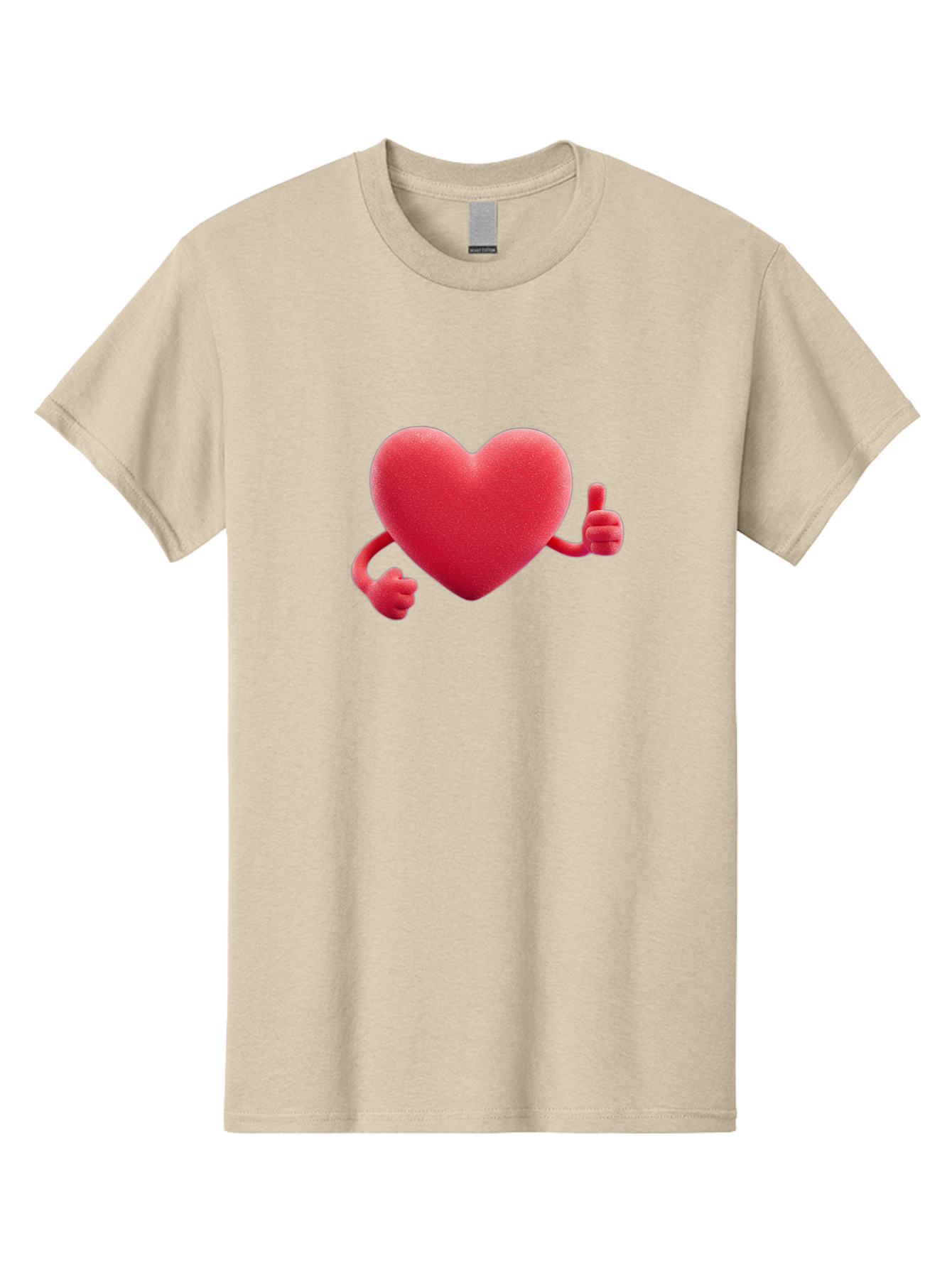 Red-Heart Men'S Graphic Tee, 100% Cotton, Comfortable Casual Summer Wear, Machine Washable, Red Heart Character, Thumbs Up Gesture, Cartoon Heart, Approval Symbol, Love Icon, Positivity, Heart Symbol, Cute Illustration, Heart Gesture Bae255