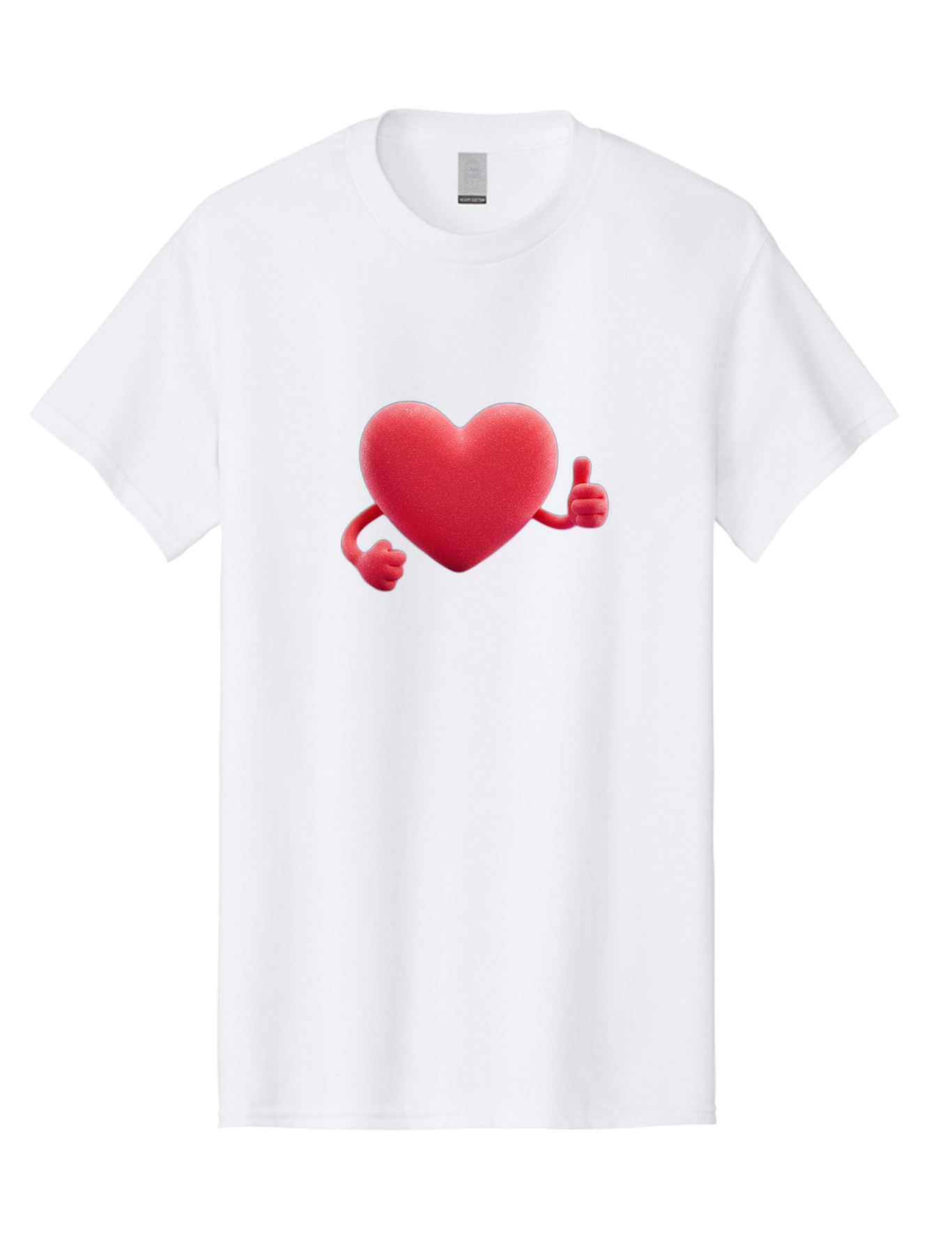 Red-Heart Men'S Graphic Tee, 100% Cotton, Comfortable Casual Summer Wear, Machine Washable, Red Heart Character, Thumbs Up Gesture, Cartoon Heart, Approval Symbol, Love Icon, Positivity, Heart Symbol, Cute Illustration, Heart Gesture Bae255
