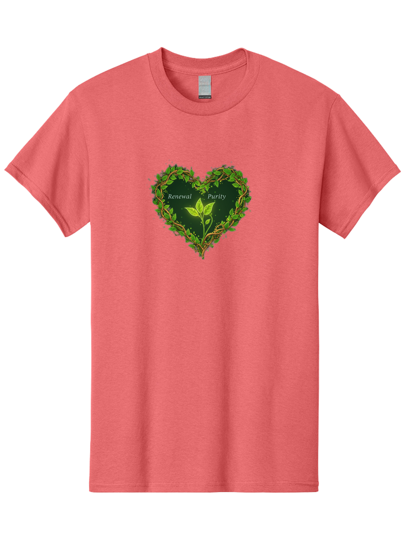 Renewal-Purity Men'S Graphic Tee, 100% Cotton, Comfortable Casual Summer Wear, Machine Washable, Heart Shape, Leaves And Vines, Renewal And Purity, Green Leaves, Natural Elements, Symbolic Heart, Spiritual Growth, Healthy Living Bae256